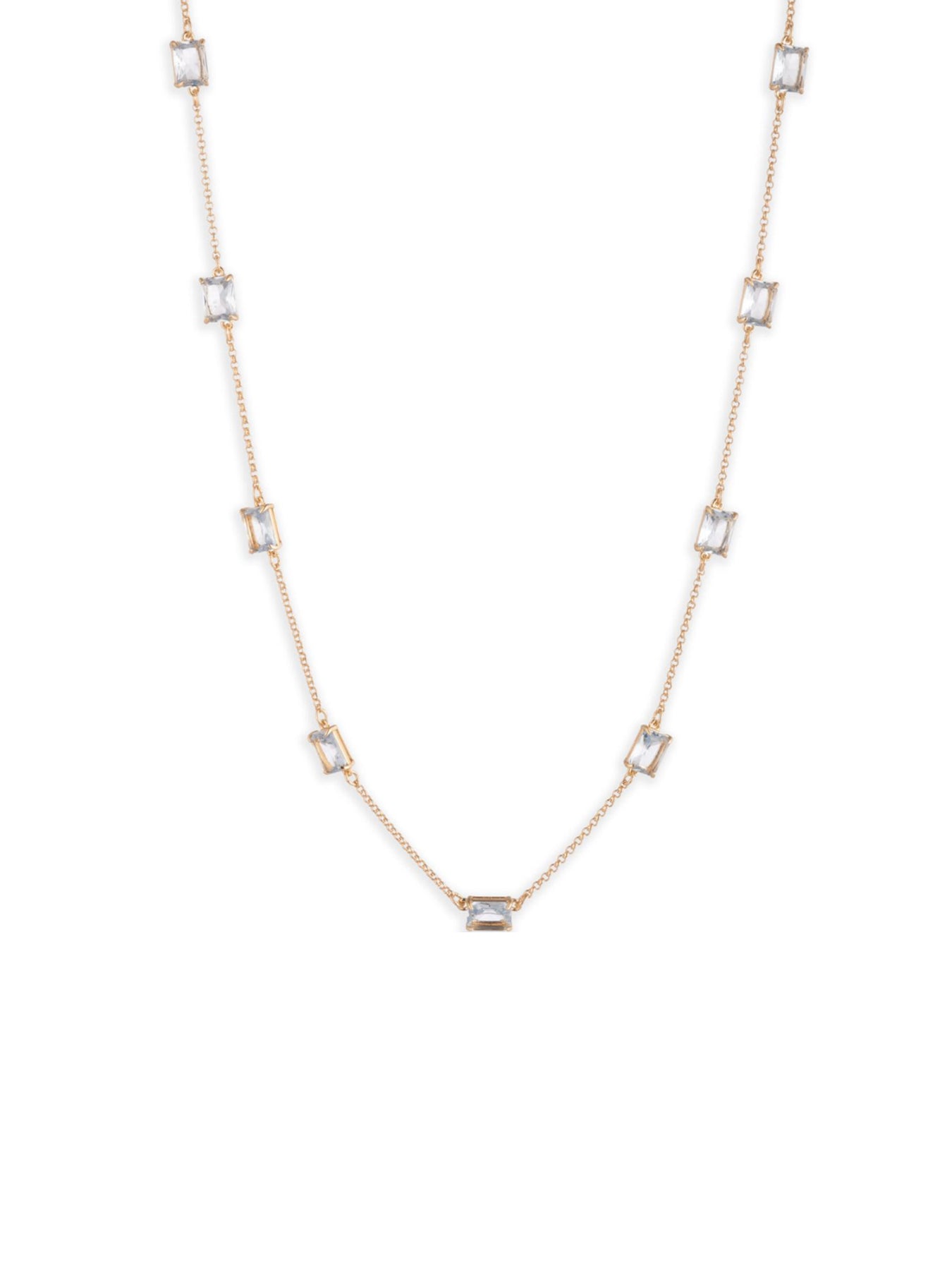 Station Collar Necklace Sapphire Detail Gold
