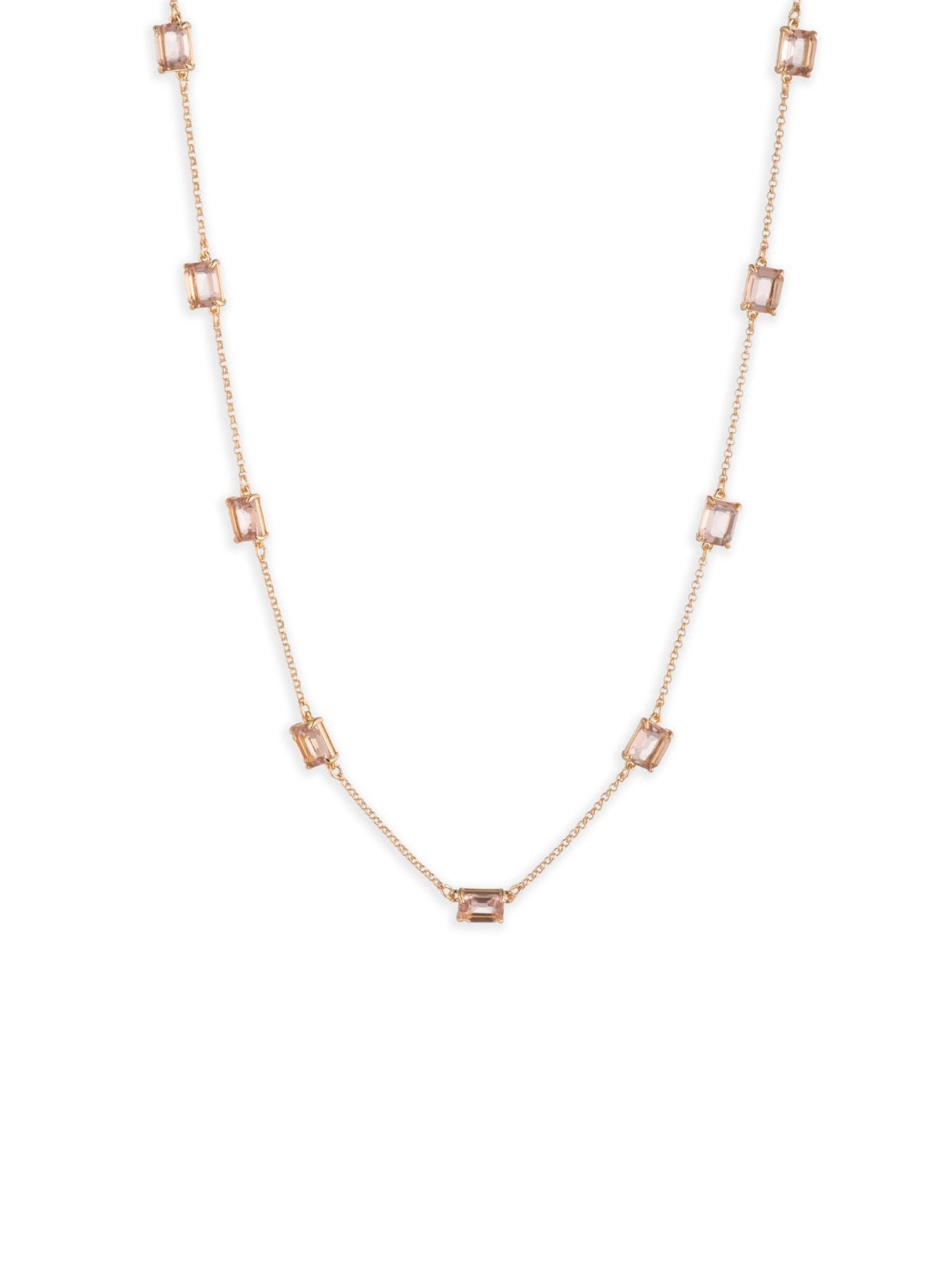 Station Collar Necklace Rose Detail Gold