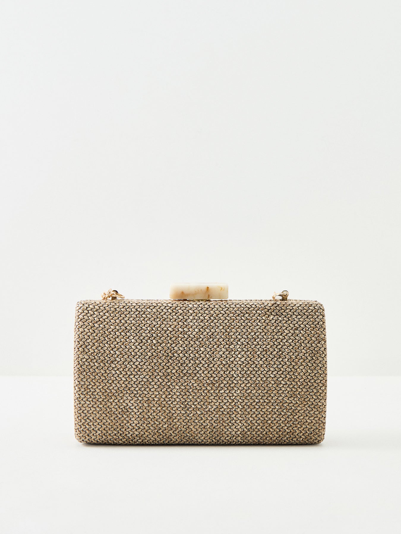 Raffia Clutch Bag with Chain