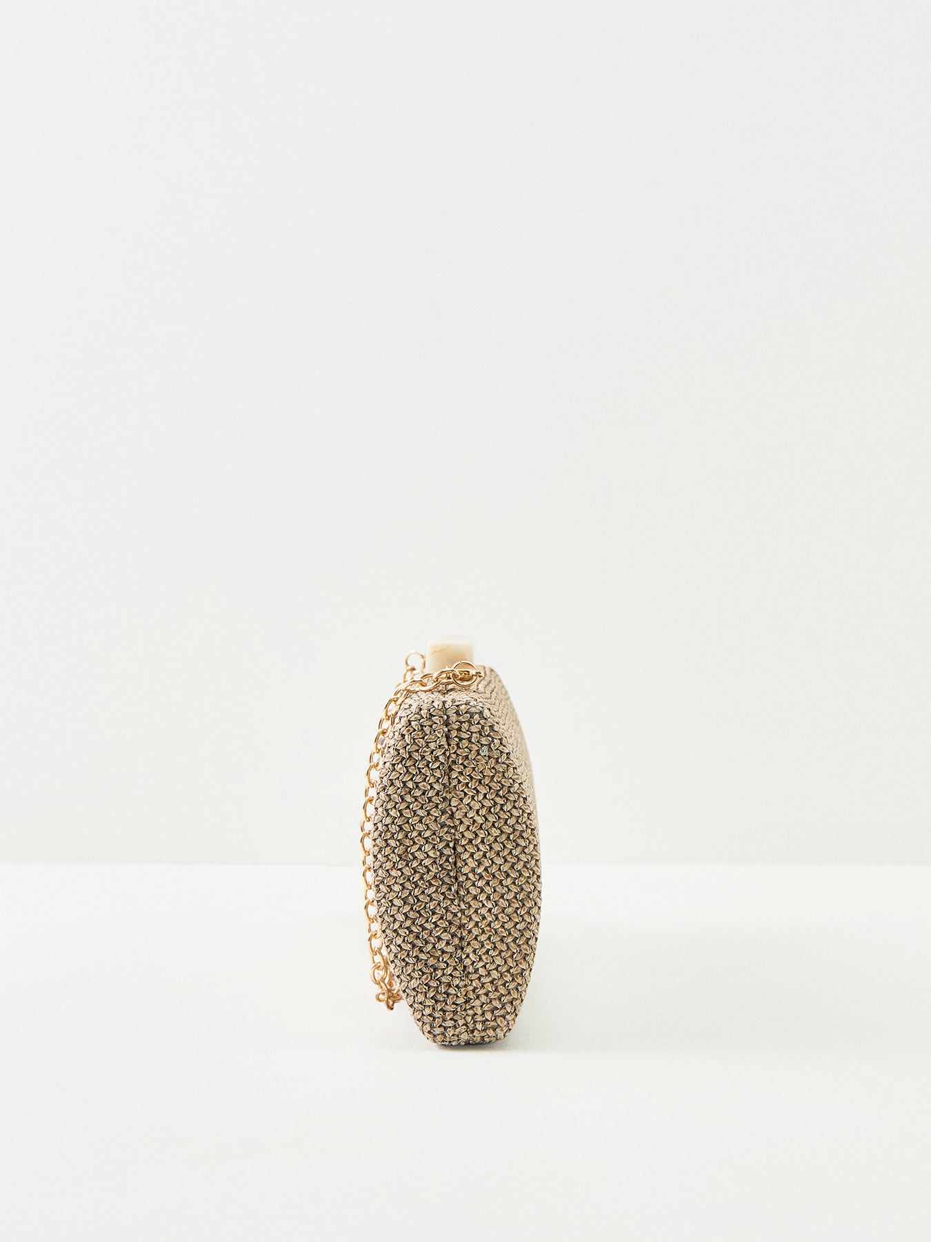 Raffia Clutch Bag with Chain