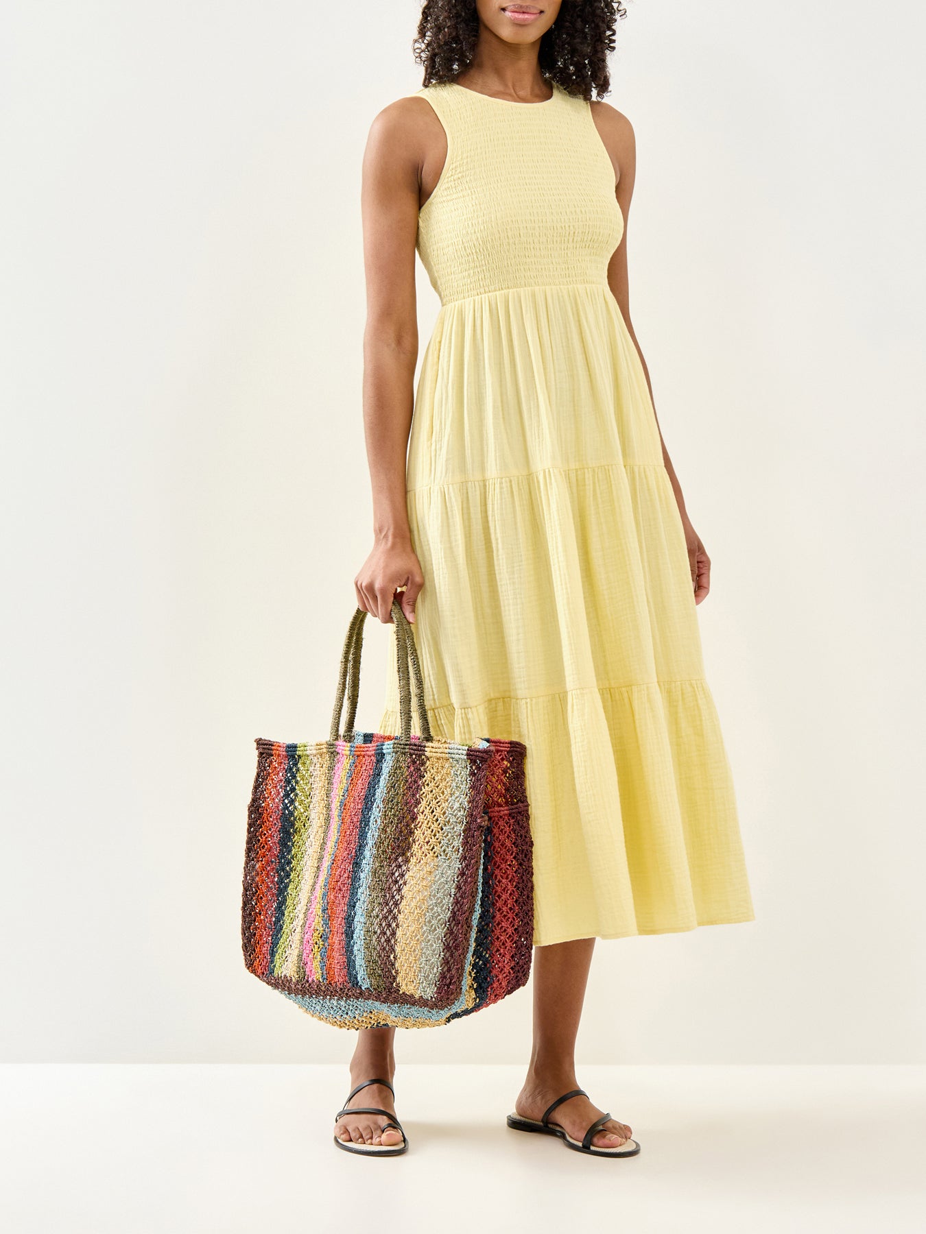Barry Striped Raffia Tote Bag Multi