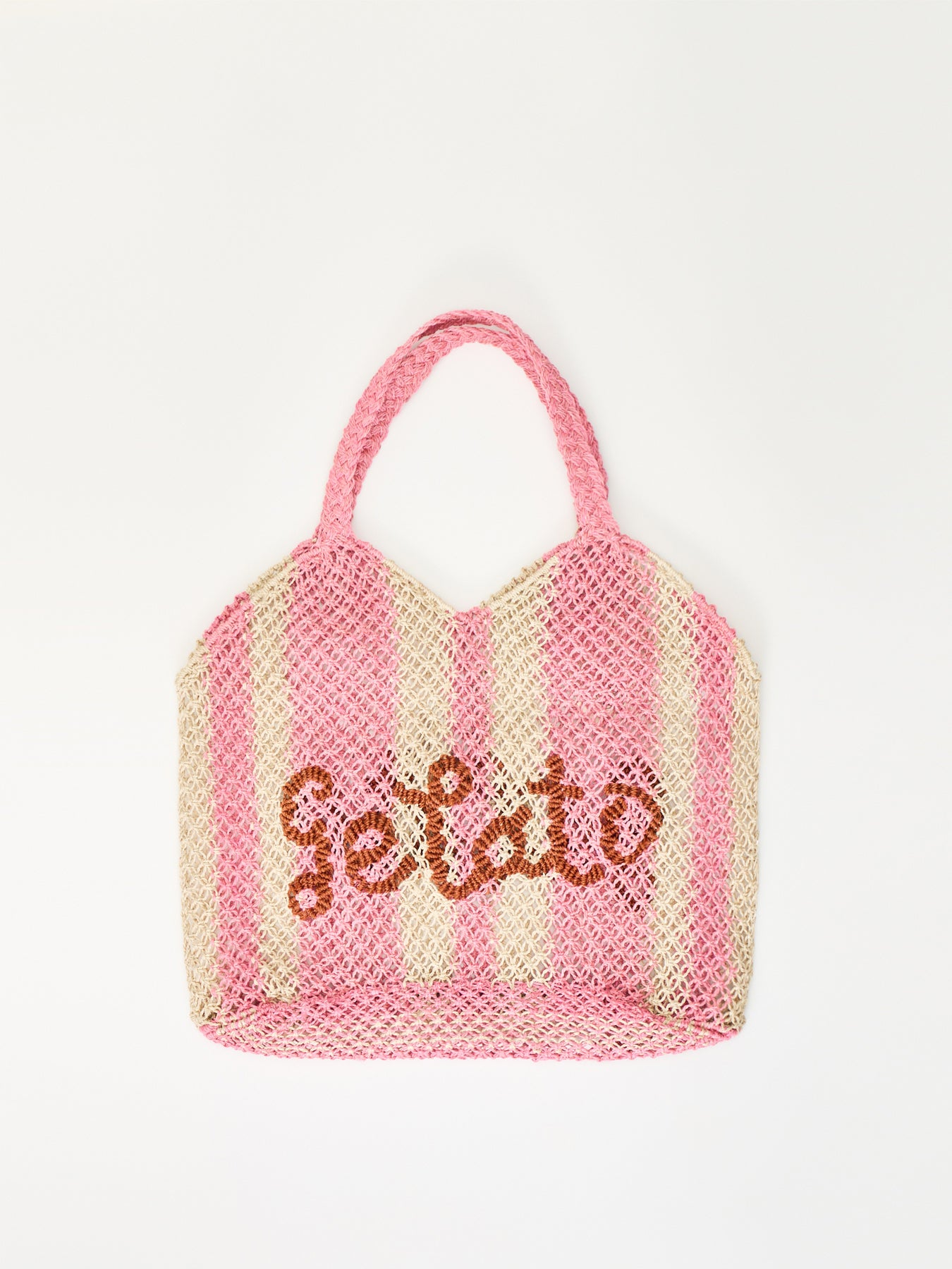 Drew Gelato Raffia Tote Bag Pink