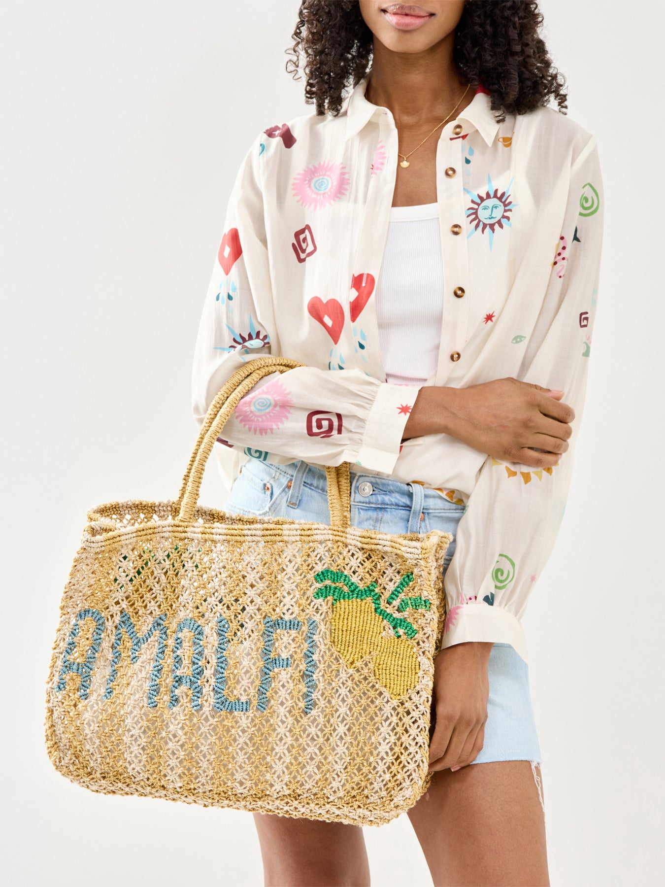 Small Amalfi Raffia Tote Bag Yellow