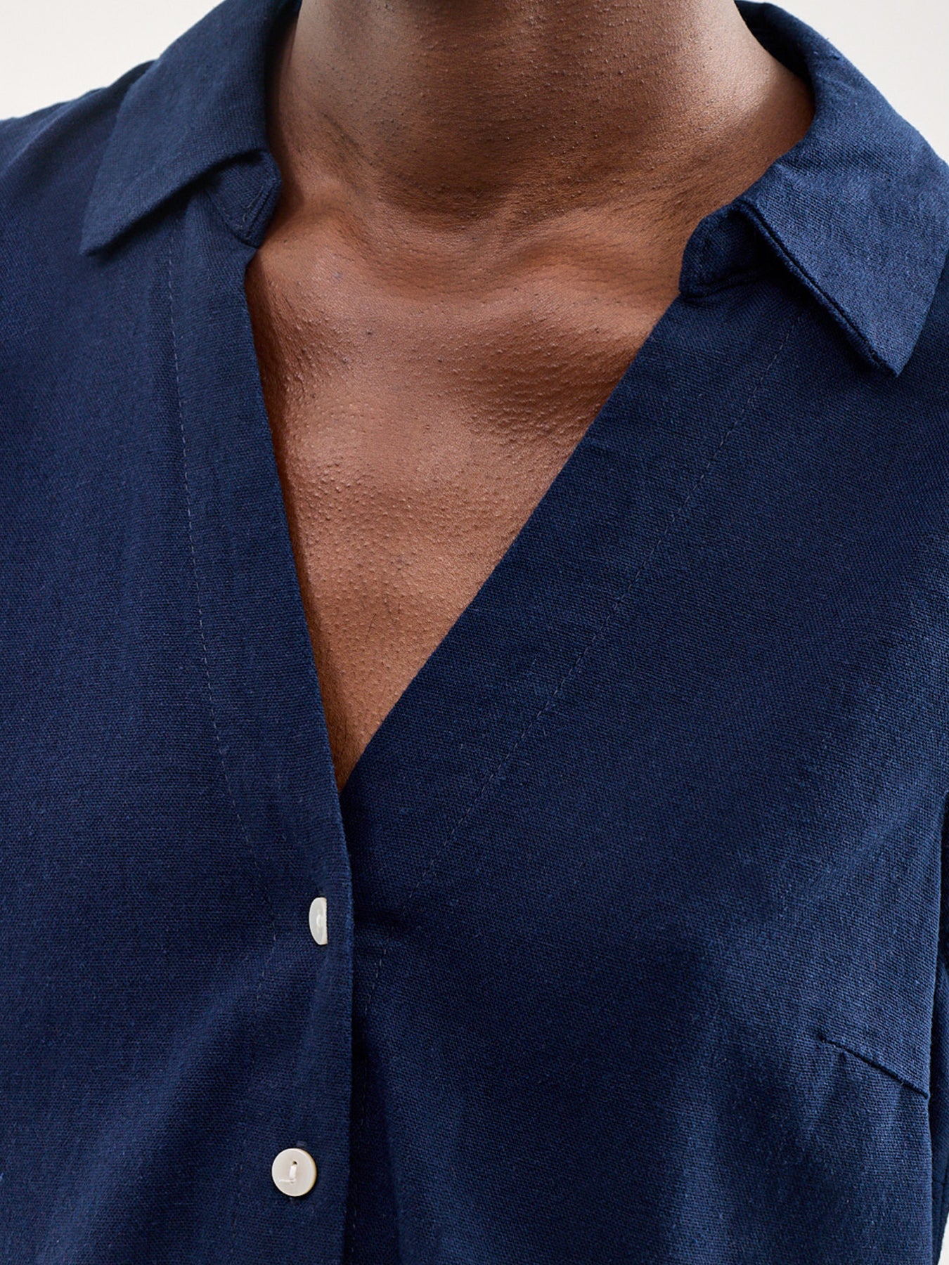 Sleeveless V-Neck Blouse Navy