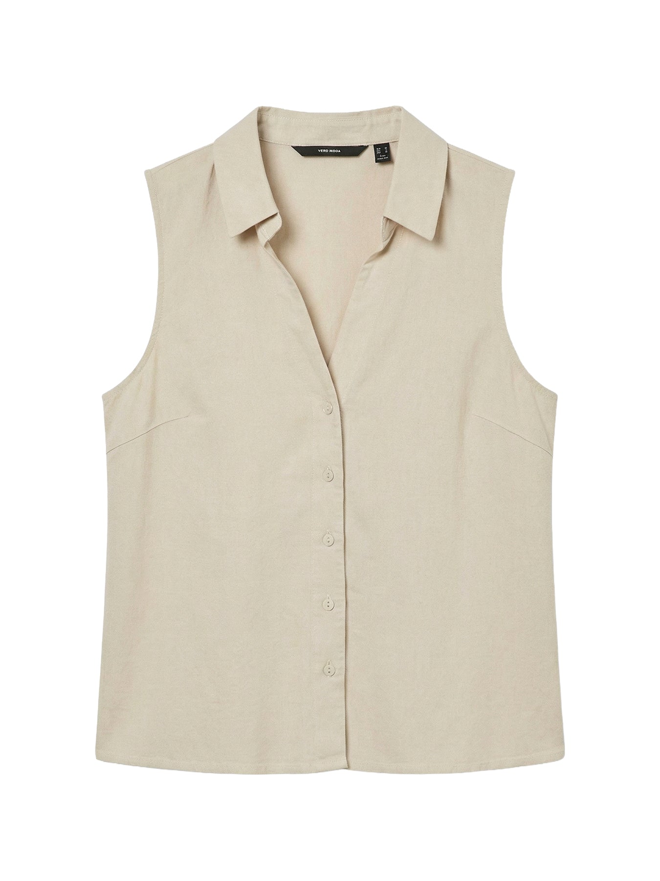Sleeveless V-Neck Blouse Beige