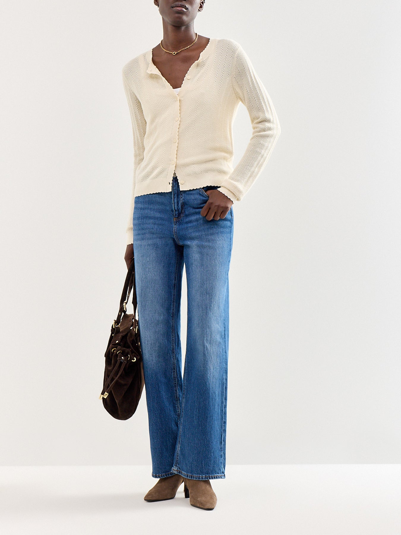 Newlex Pointelle Cardigan Beige