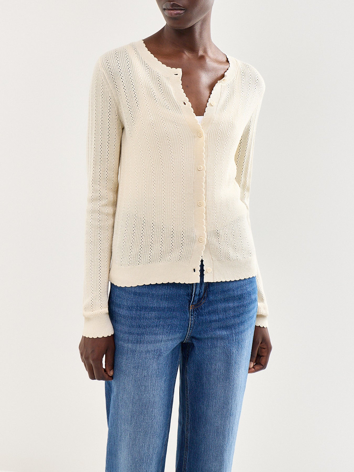 Newlex Pointelle Cardigan Beige