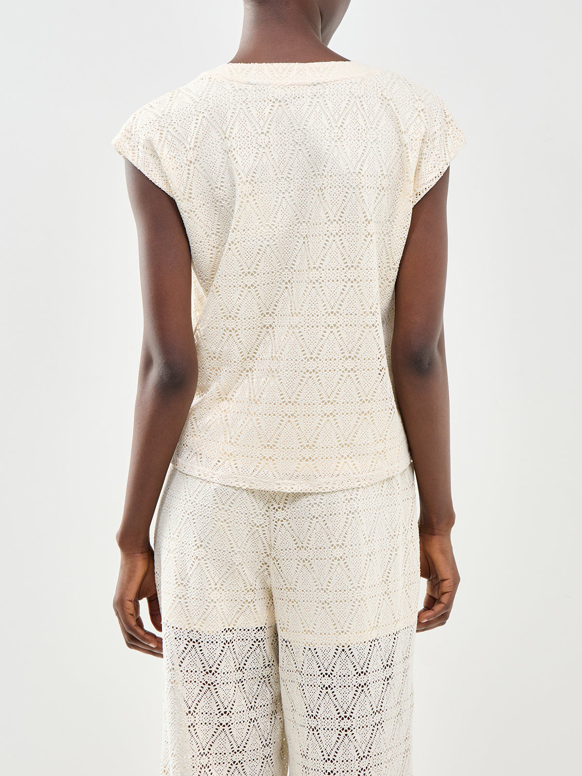 V-Neck Short Sleeve Top Beige