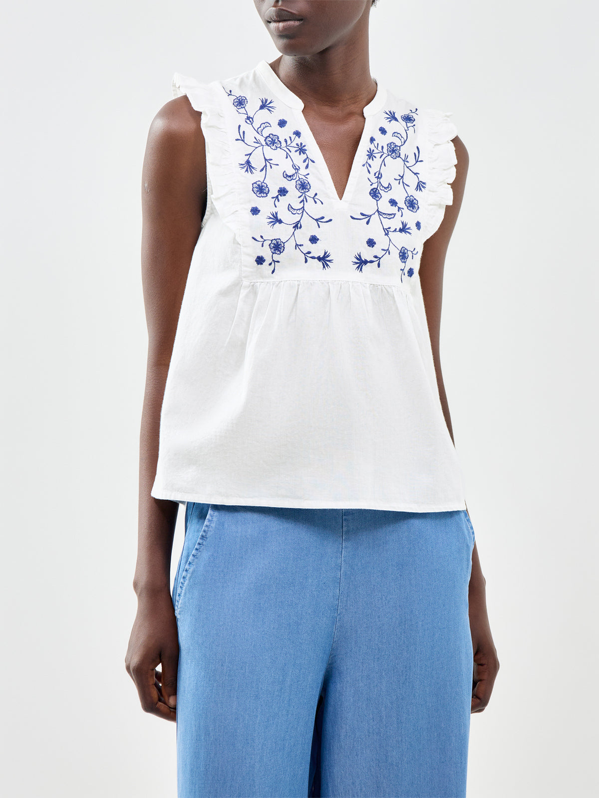 Embroidered Top White