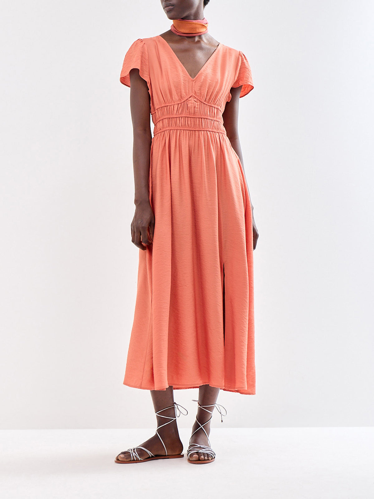 V-Neck Maxi Dress Orange
