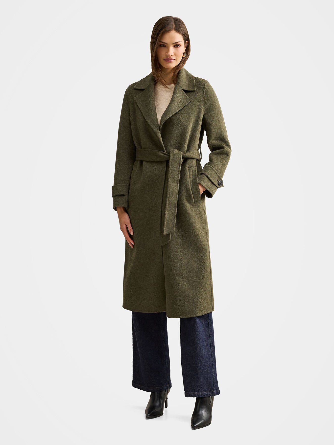 Natalie Felled Seam Coat Oak Green