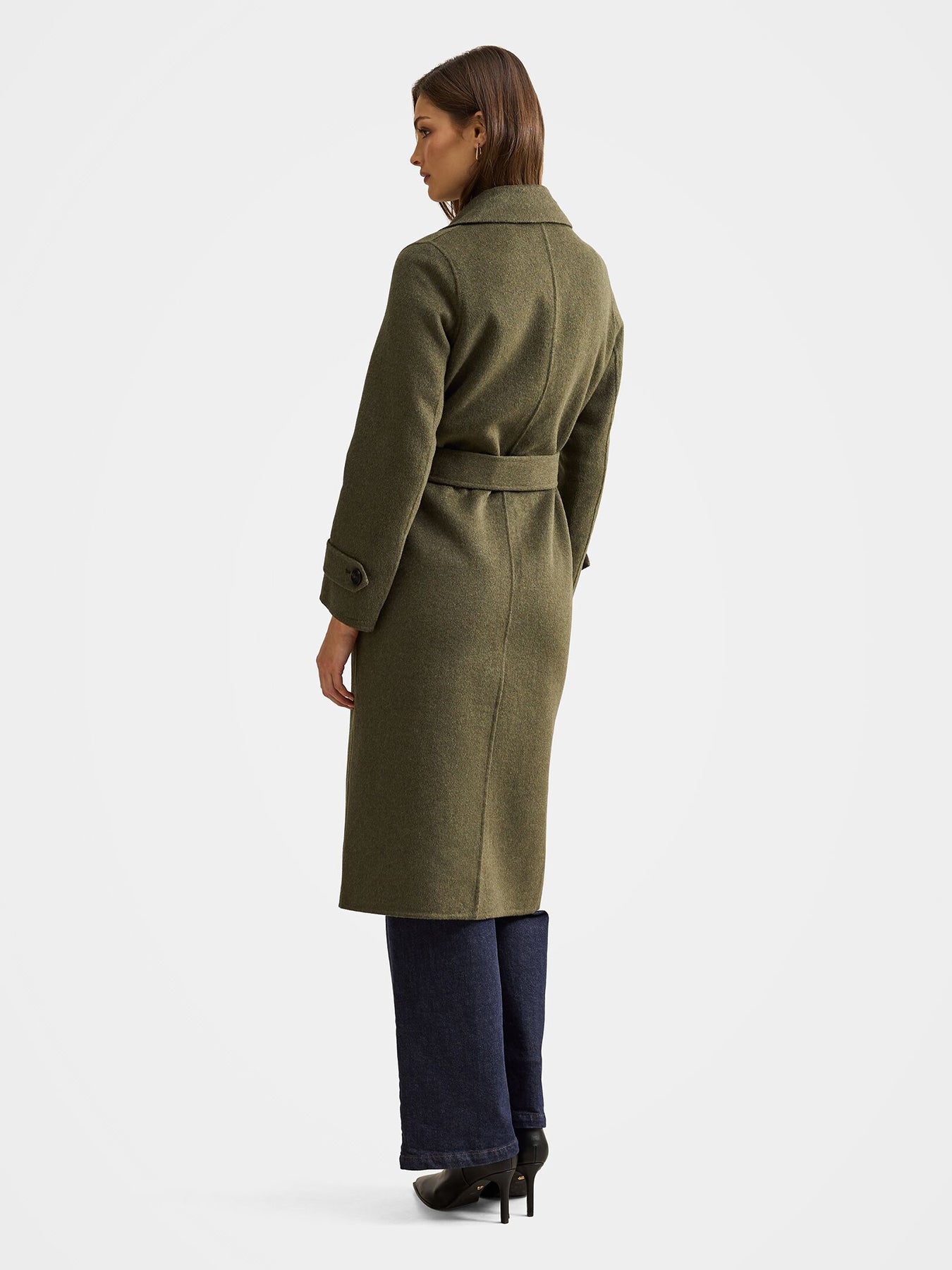 Natalie Felled Seam Coat Oak Green