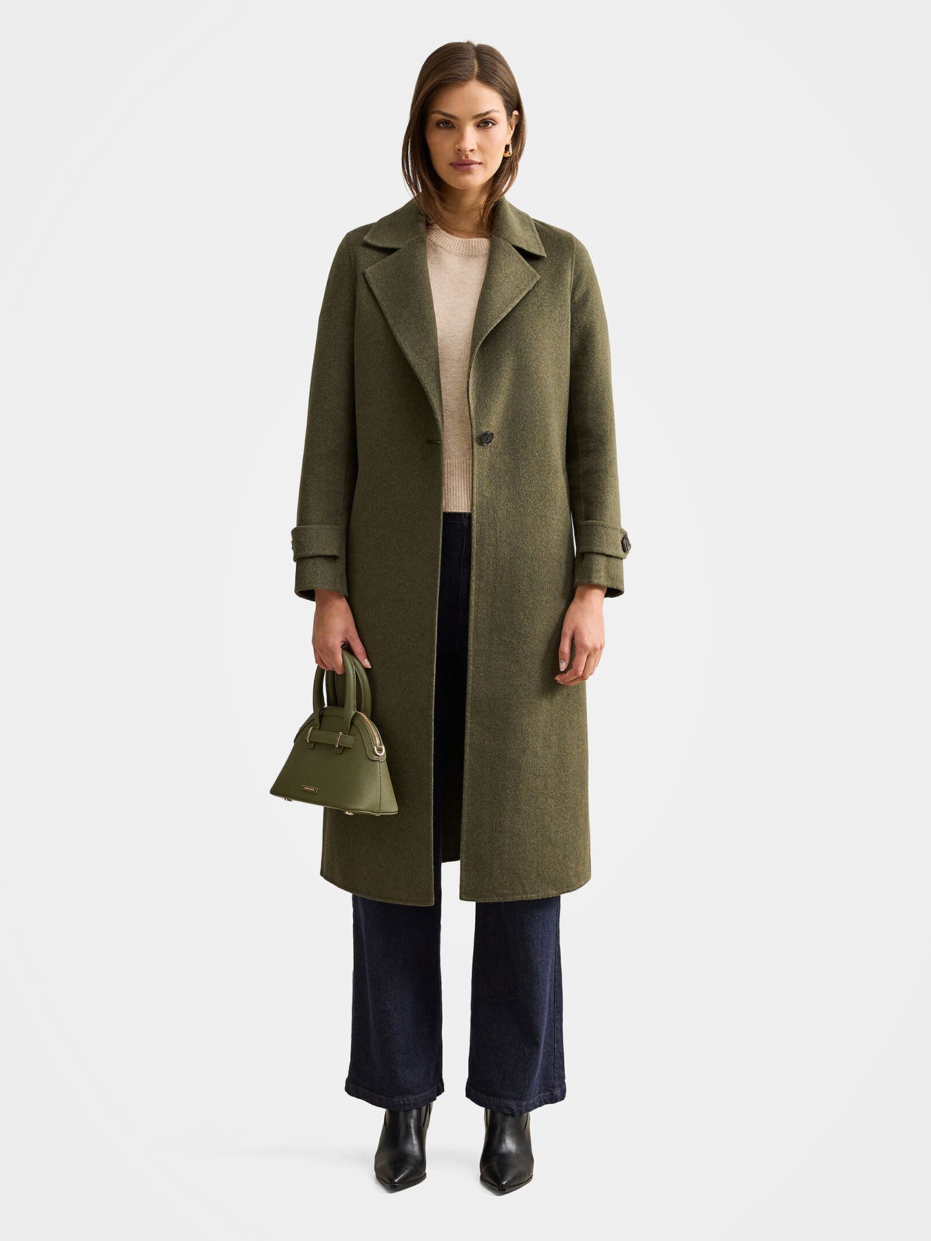 Natalie Felled Seam Coat Oak Green