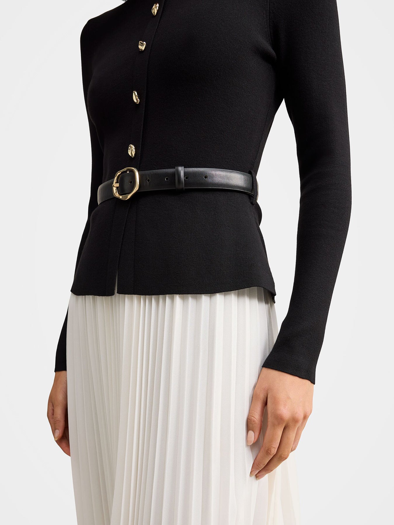 Louisa Woven Mix Knitted Dress Mono Stripe