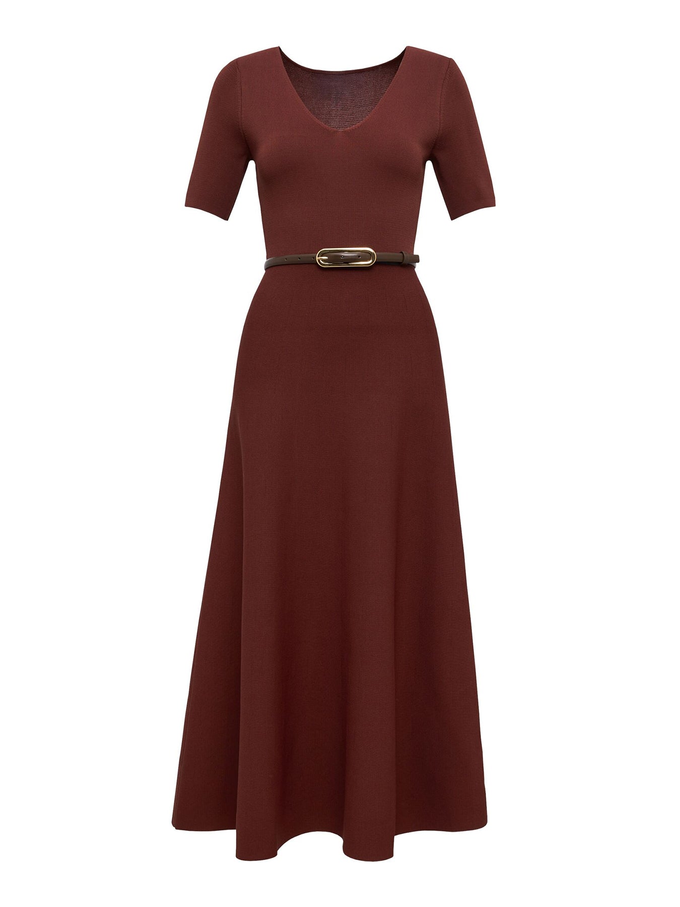 Celia Short Sleeve Midi Dress Chestnut Brown