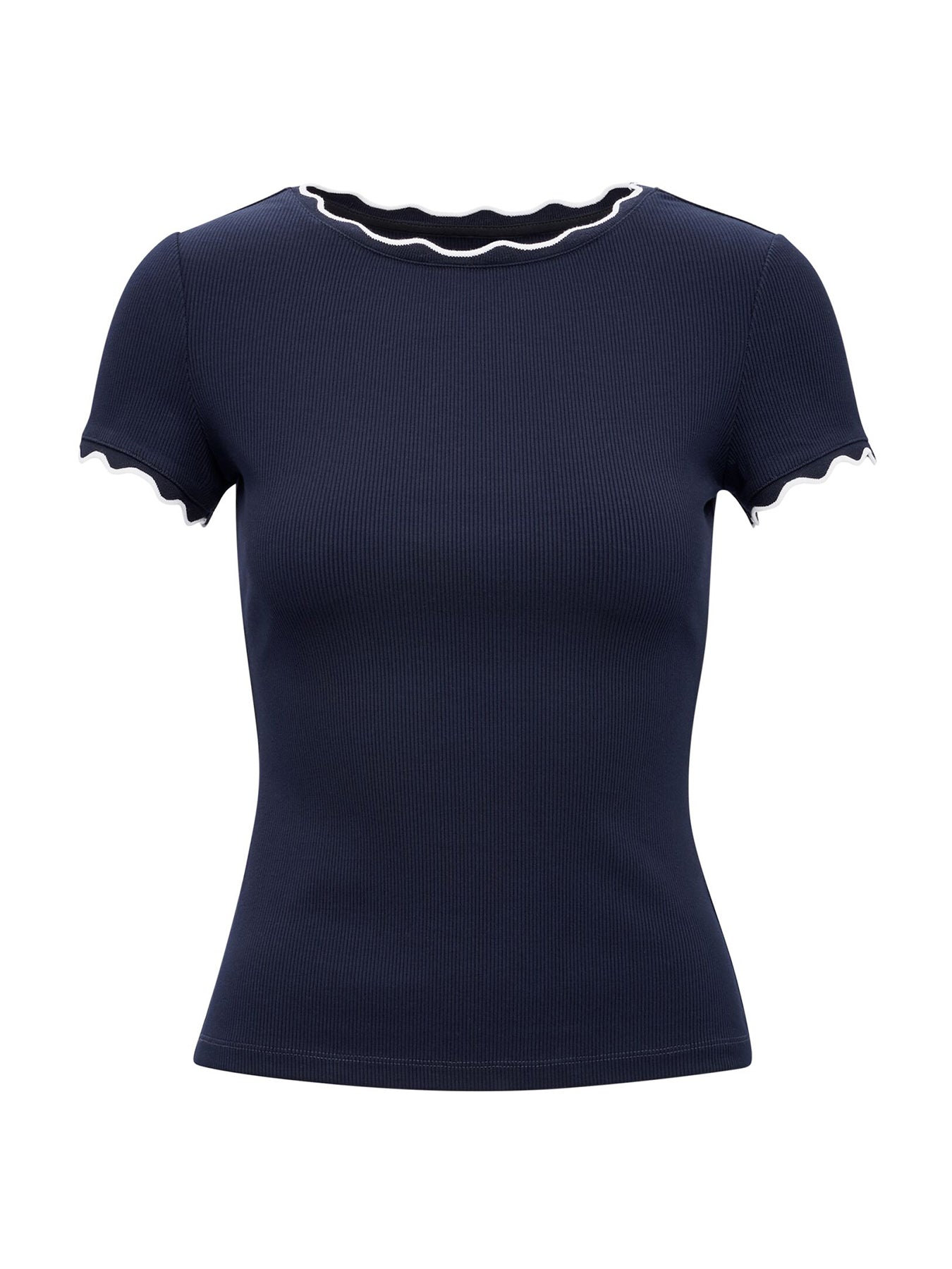 Rebecca Scallop Trim T-shirt Navy