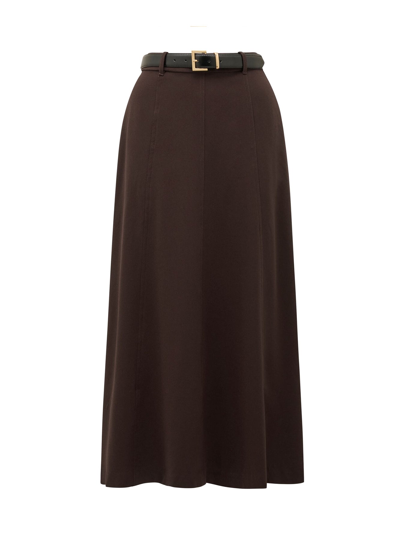 Celine Belted Midi Skirt Chocolate