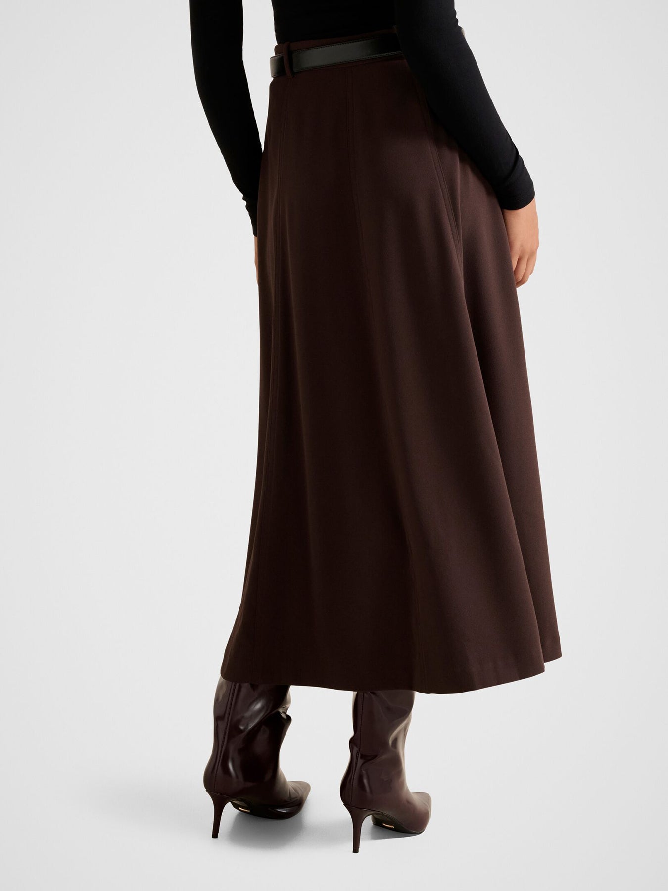 Celine Belted Midi Skirt Chocolate