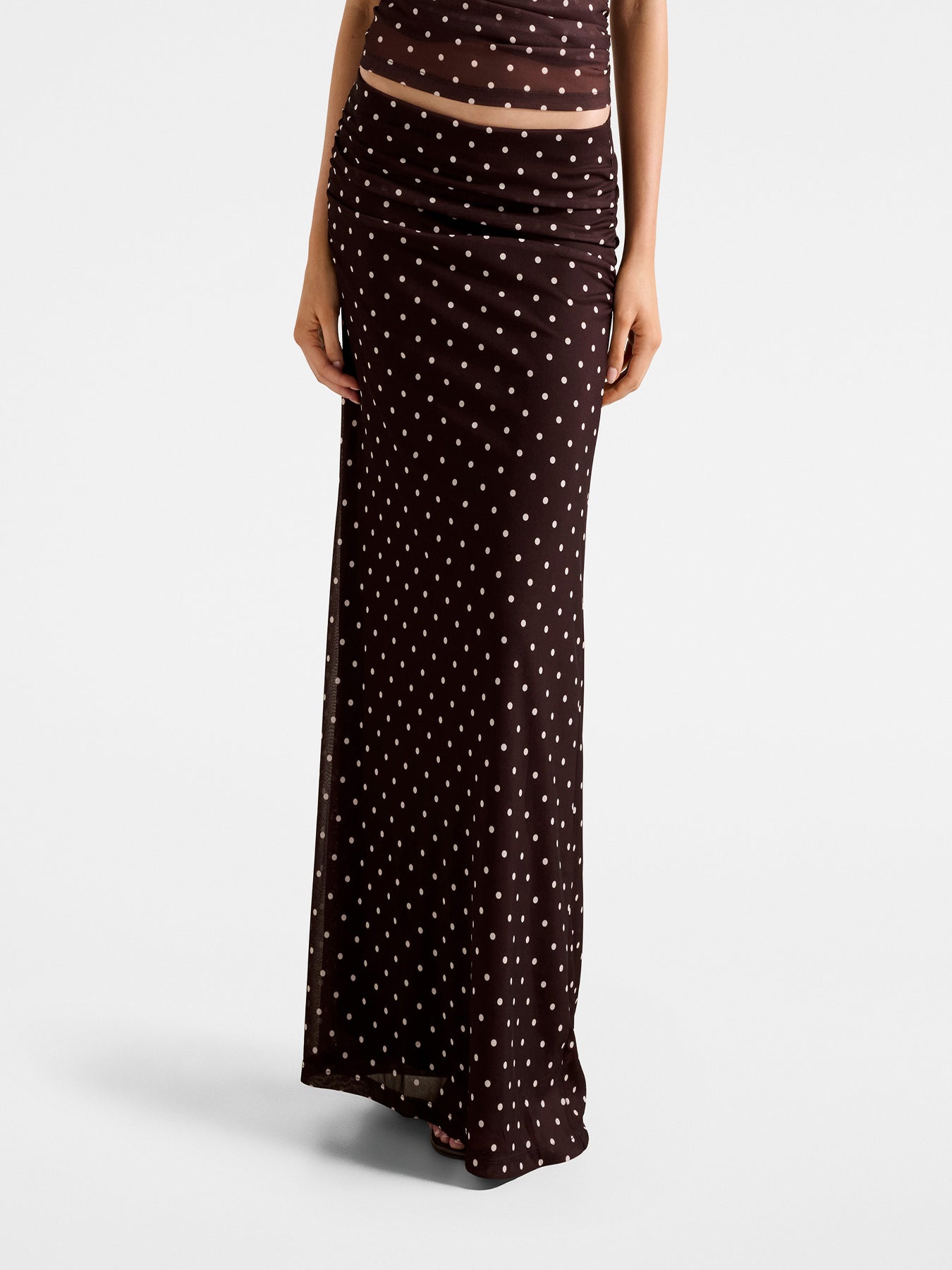 Mimi Flute Maxi Skirt Choc Kinsey Spot