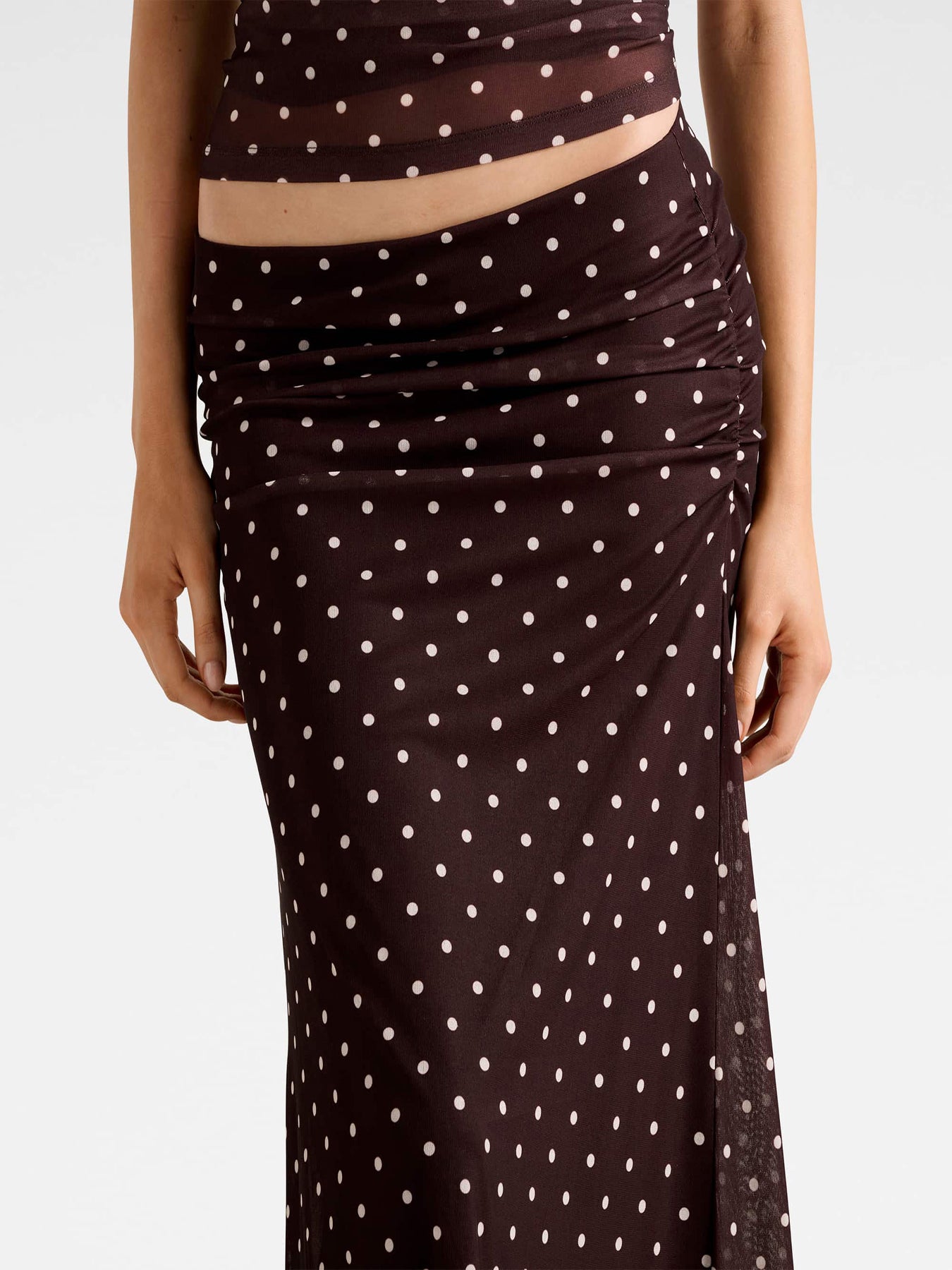 Mimi Flute Maxi Skirt Choc Kinsey Spot