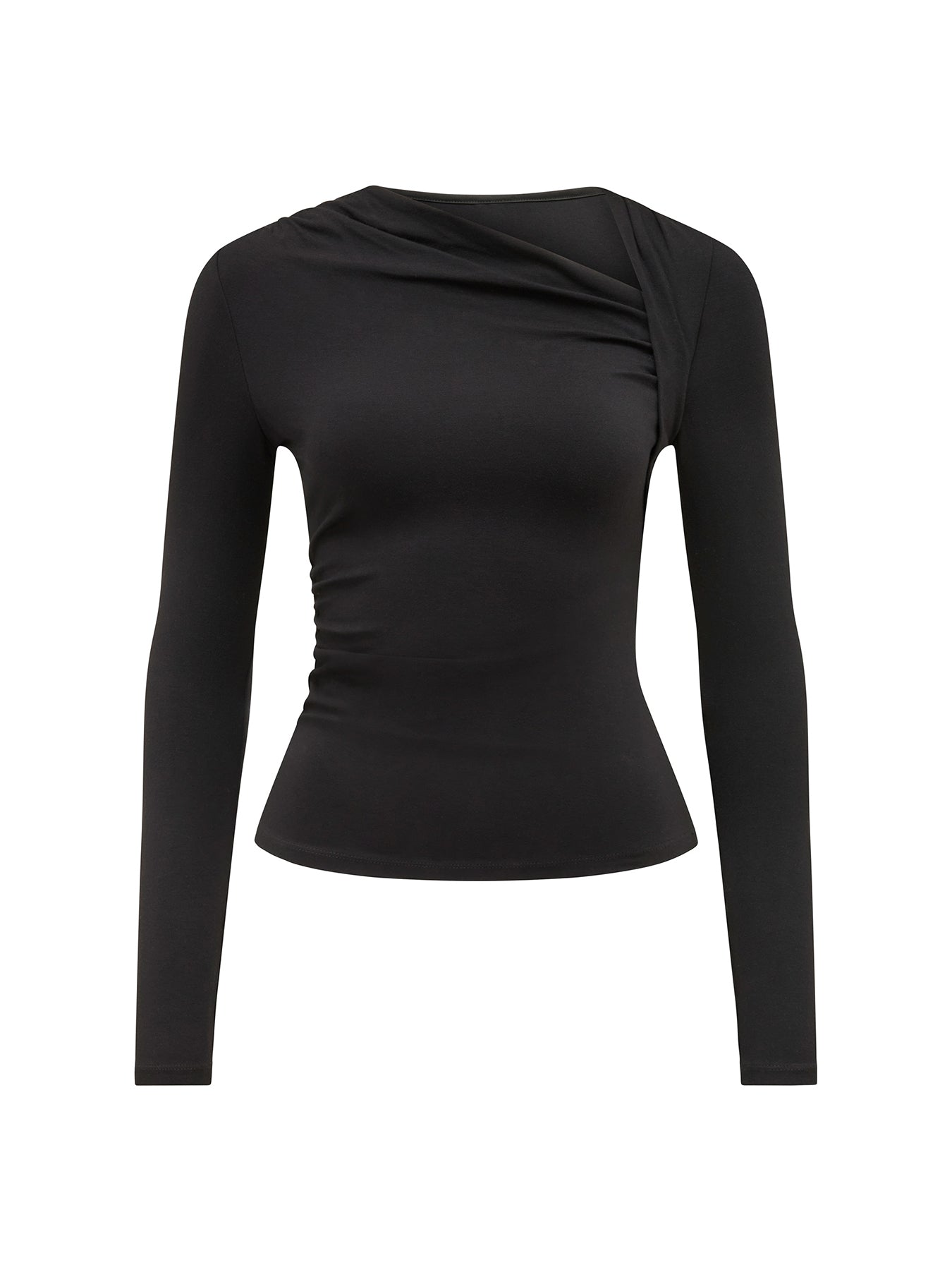 Roma Asymmetrical Neck Top Black