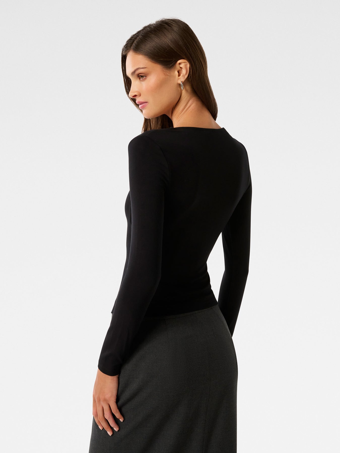 Roma Asymmetrical Neck Top Black