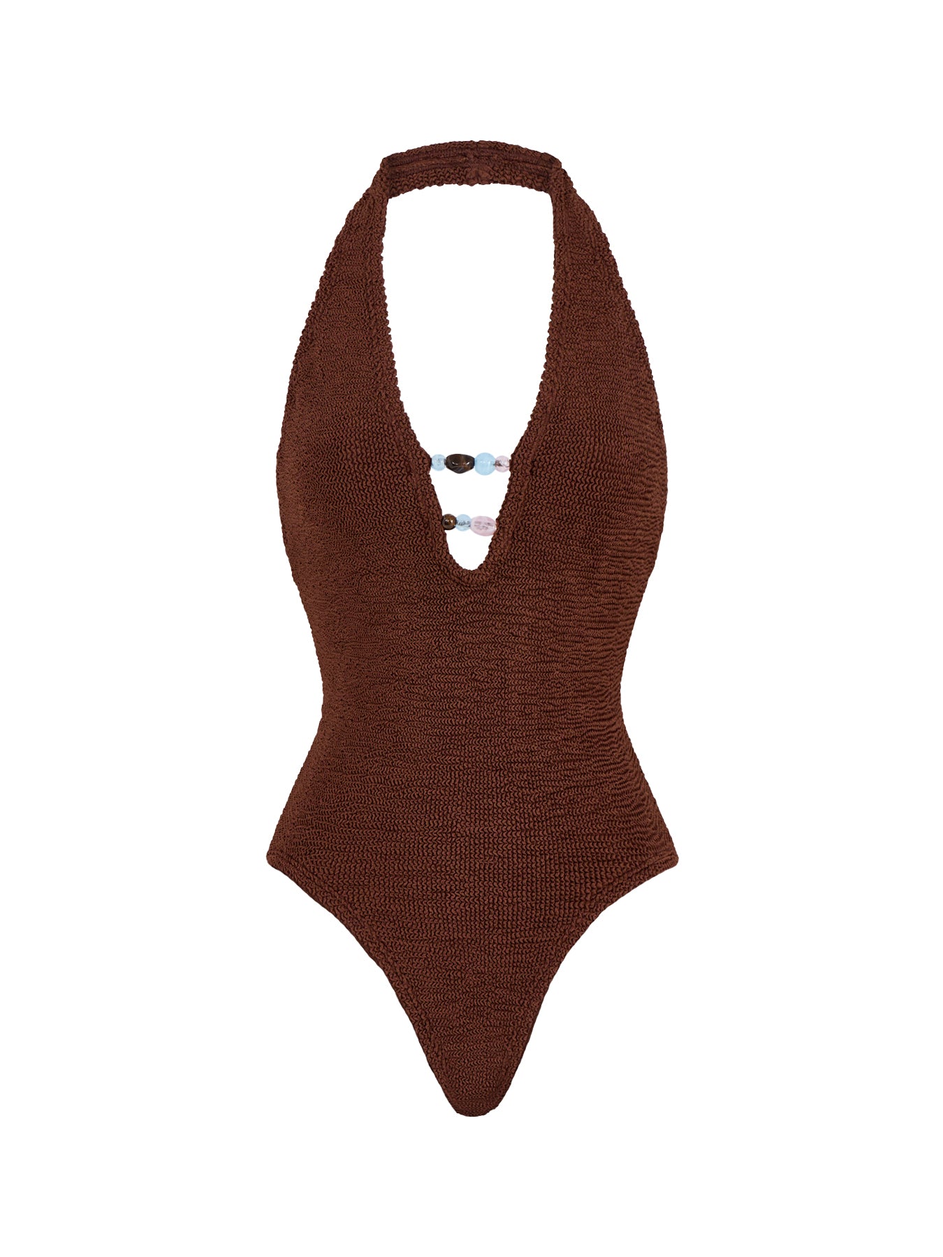 Adriana Beaded Swimsuit Metallic Chocolate
