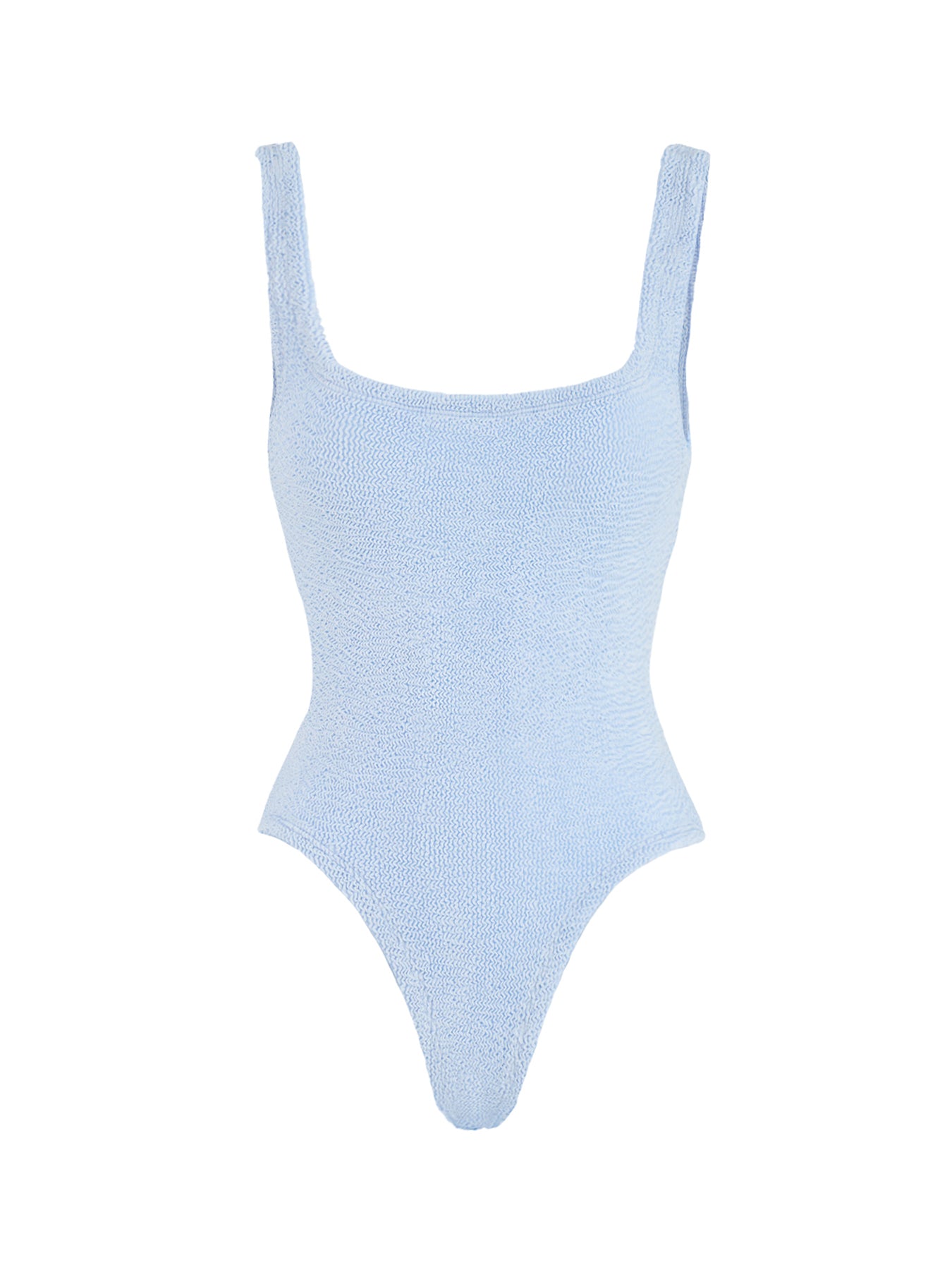 Square Neck Swimsuit Metallic Ice Blue