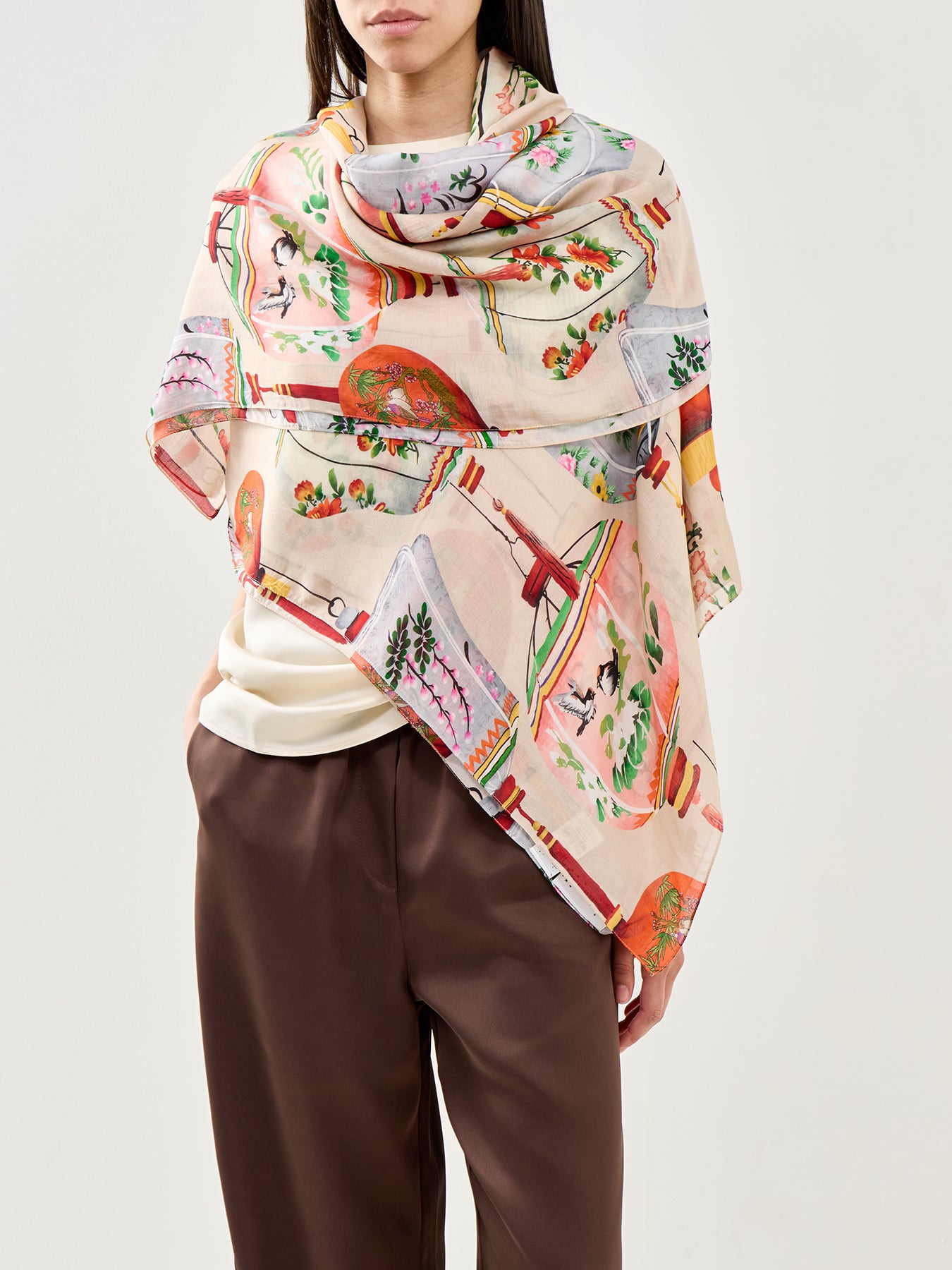 Lanterns Print Scarf Red