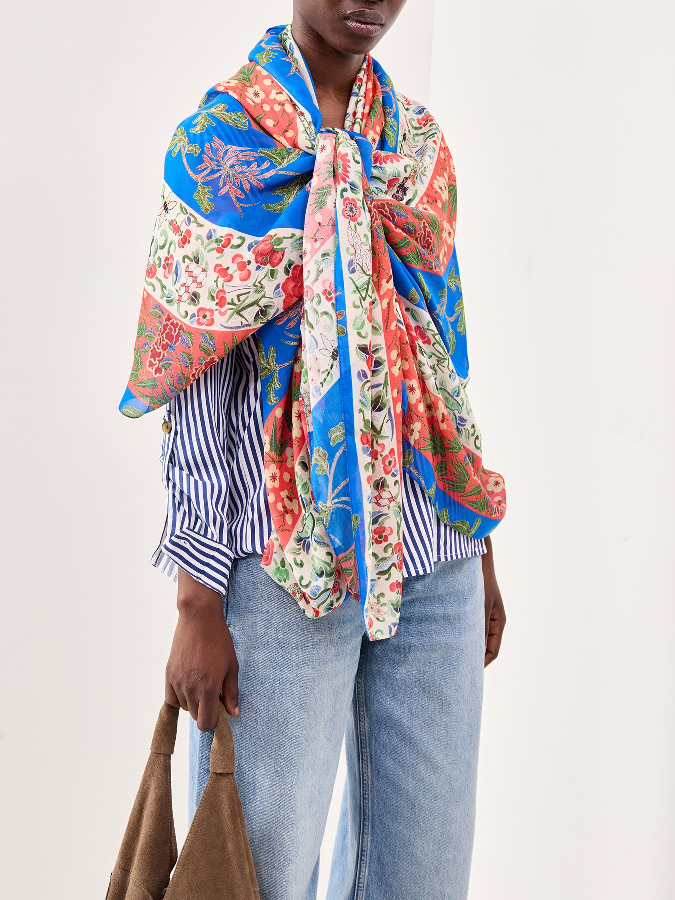 Ribbons Print Scarf Blue
