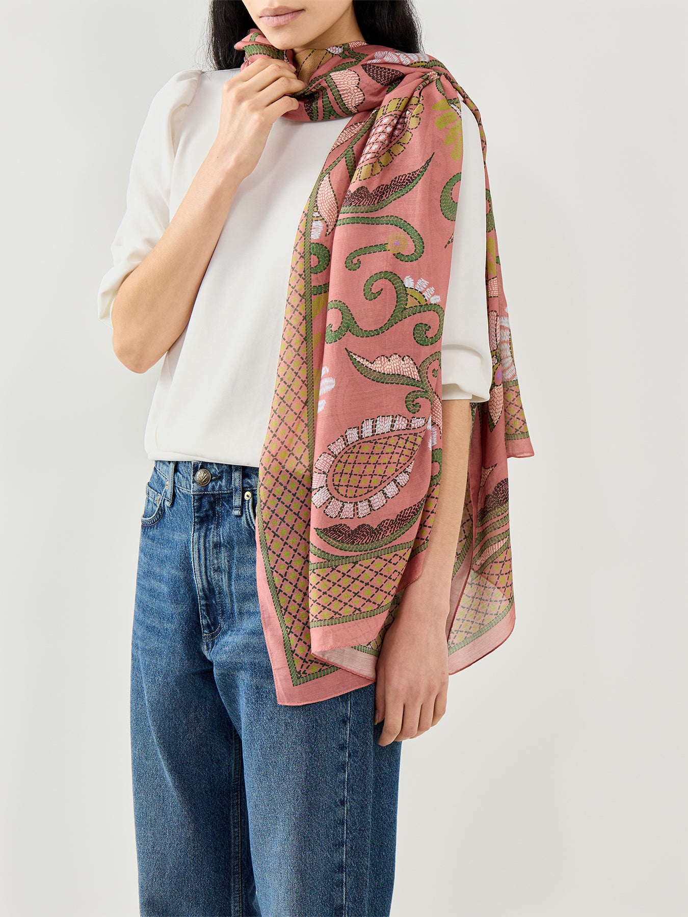 Giant Kantha Dusk Scarf Pink