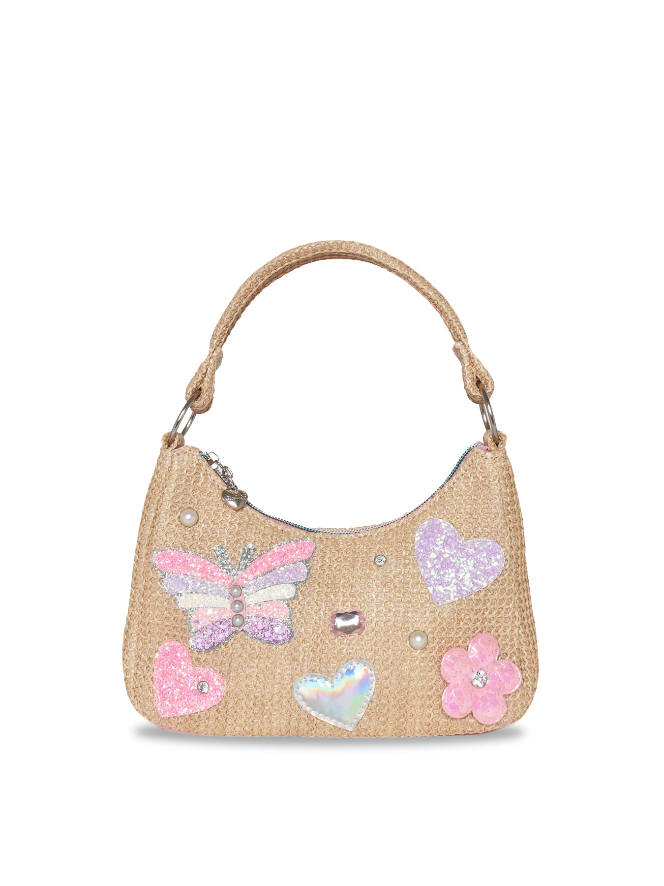 Kids' Butterfly Straw Mini Hobo Bag Multi