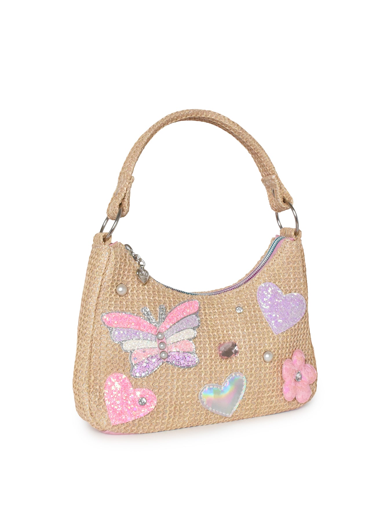 Kids' Butterfly Straw Mini Hobo Bag Multi