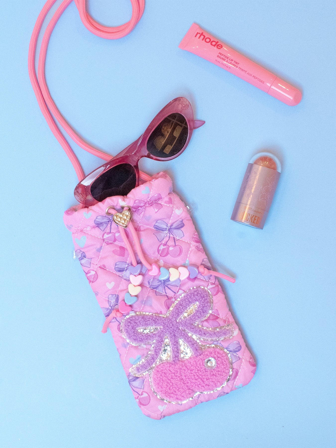 Kids' Cherry Drawstring Case And Sunglasses Set Multi