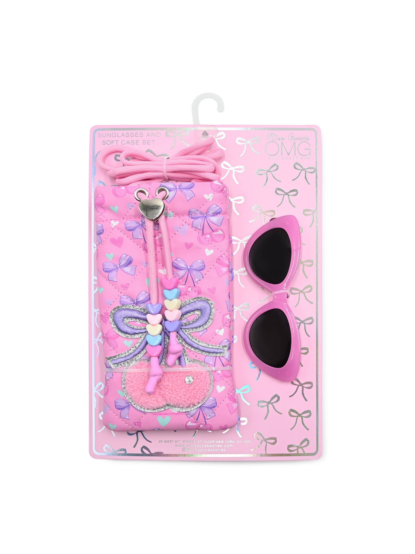 Kids' Cherry Drawstring Case And Sunglasses Set Multi