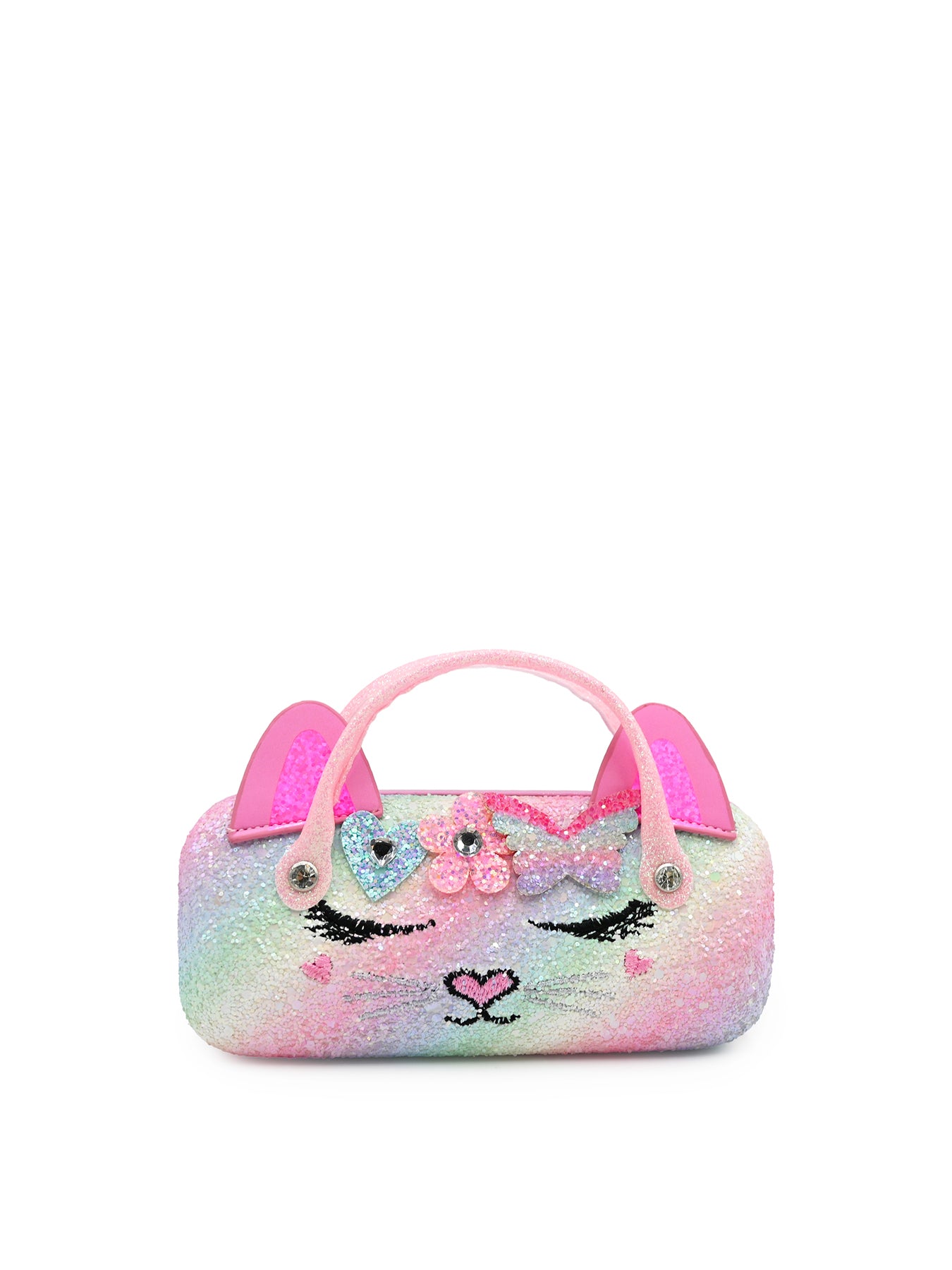Kids' Heart Flower Butterfly Glitter Case And Sunglasses Set Multi