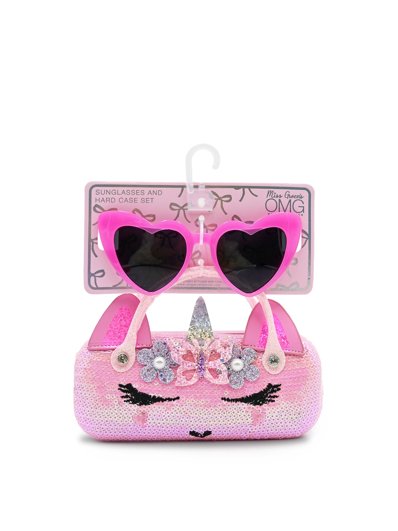 Kids' Flower Heart Crown Sequin Case And Sunglasses Set Multi
