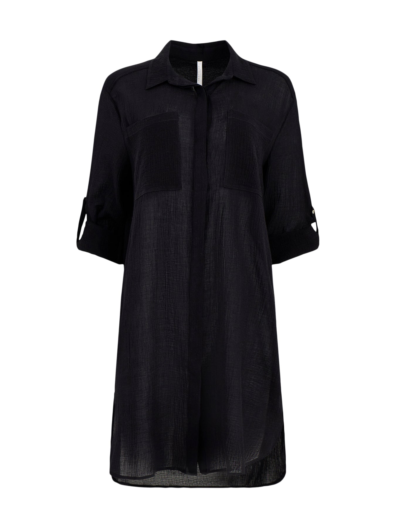 Crinkle Twill Beach Shirt Black