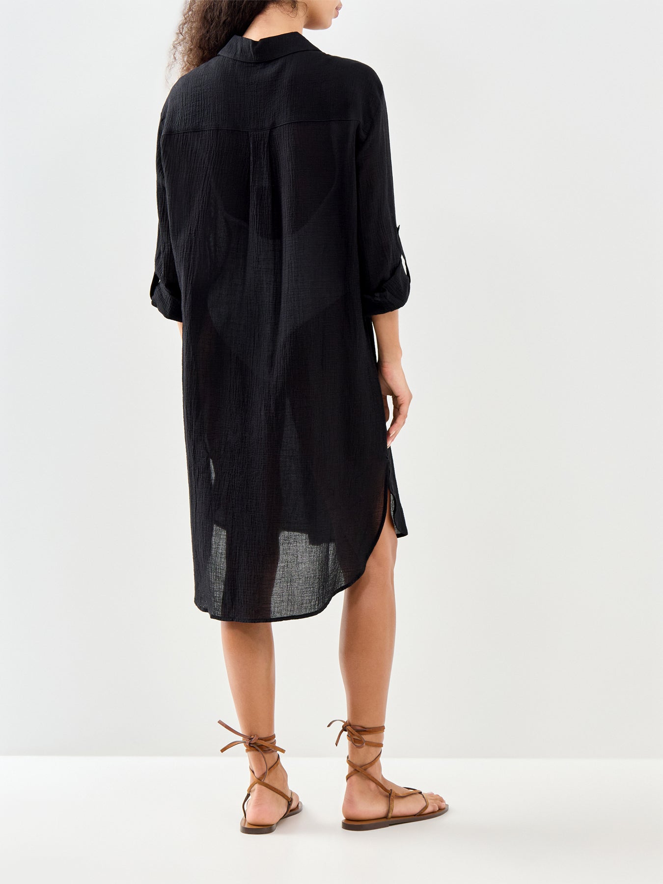 Crinkle Twill Beach Shirt Black