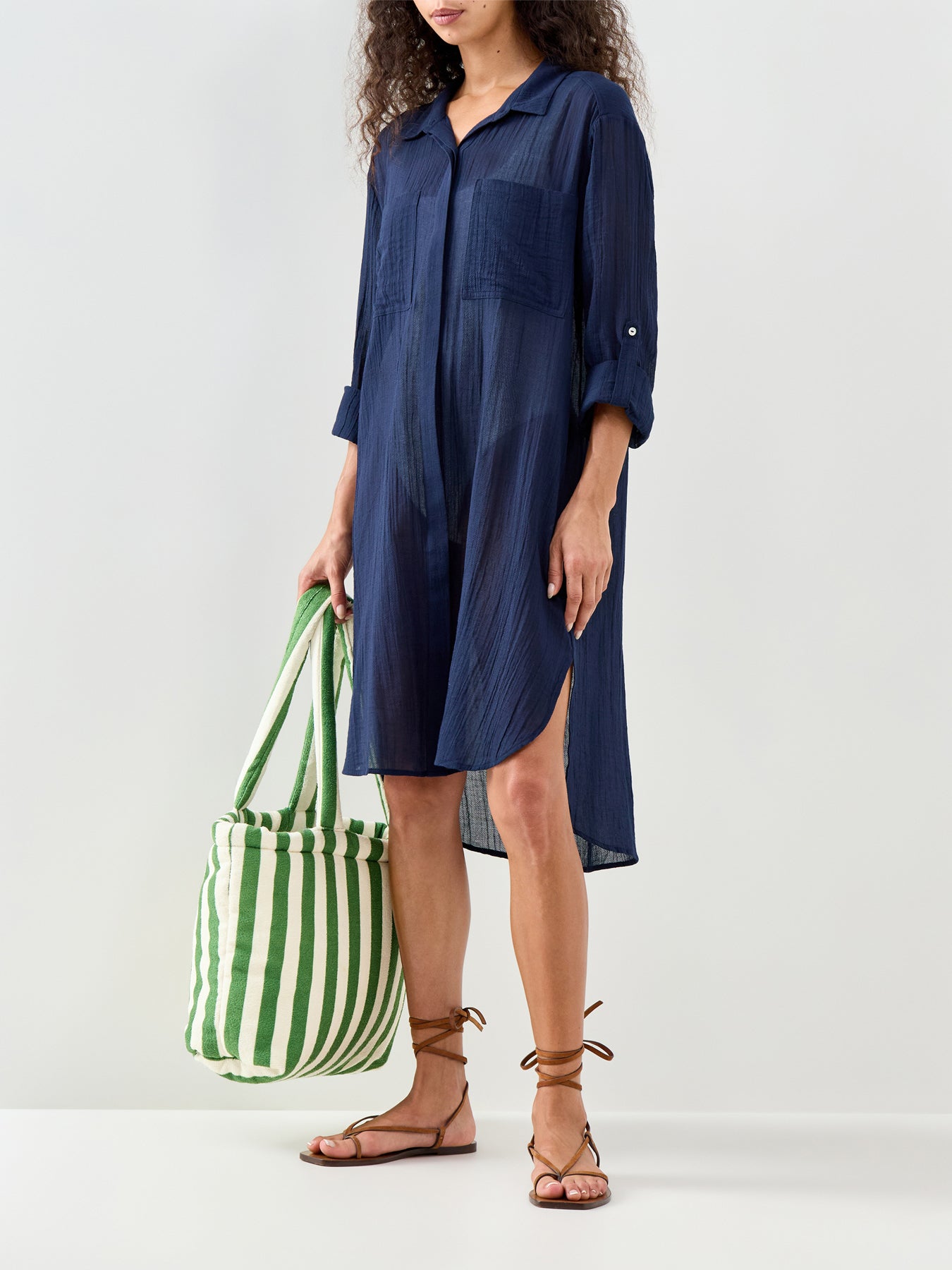 Crinkle Twill Beach Shirt Indigo