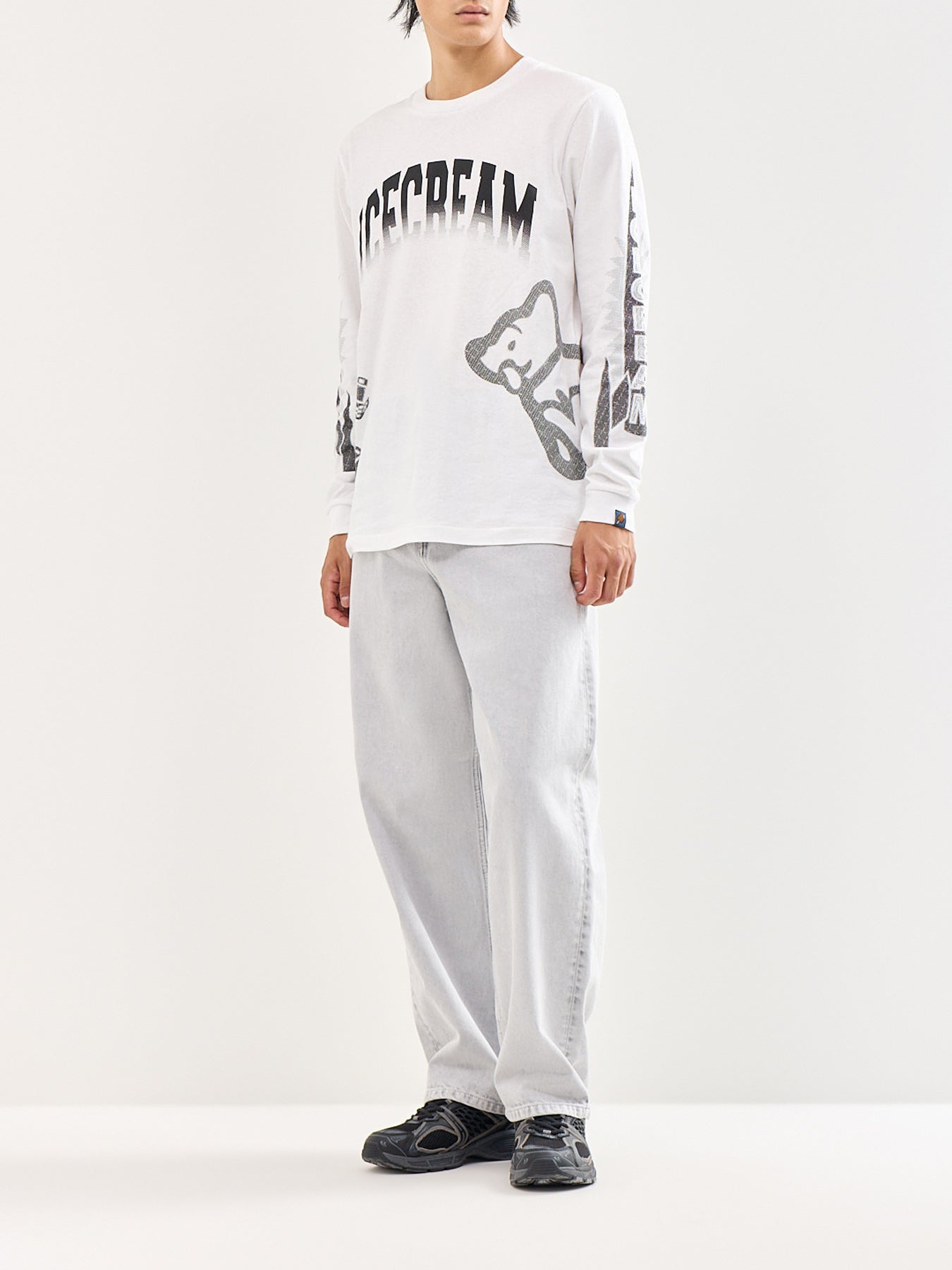 Halftone Multi Logo Long Sleeve T-Shirt White