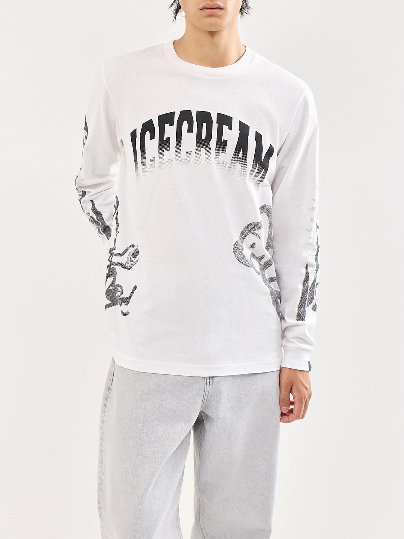 Halftone Multi Logo Long Sleeve T-Shirt White