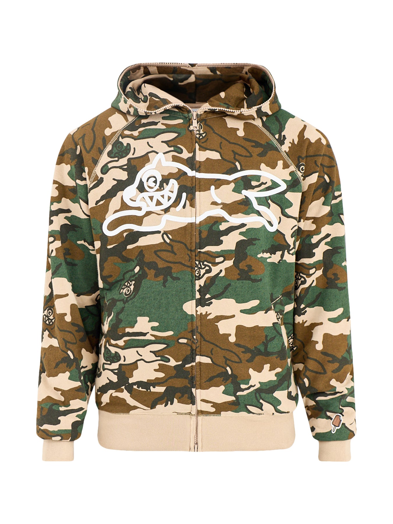 Running Dog Woodland Camo Zip Through Hoodie Multi