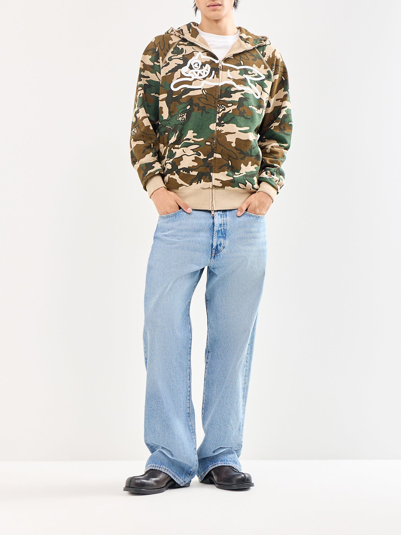 Running Dog Woodland Camo Zip Through Hoodie Multi