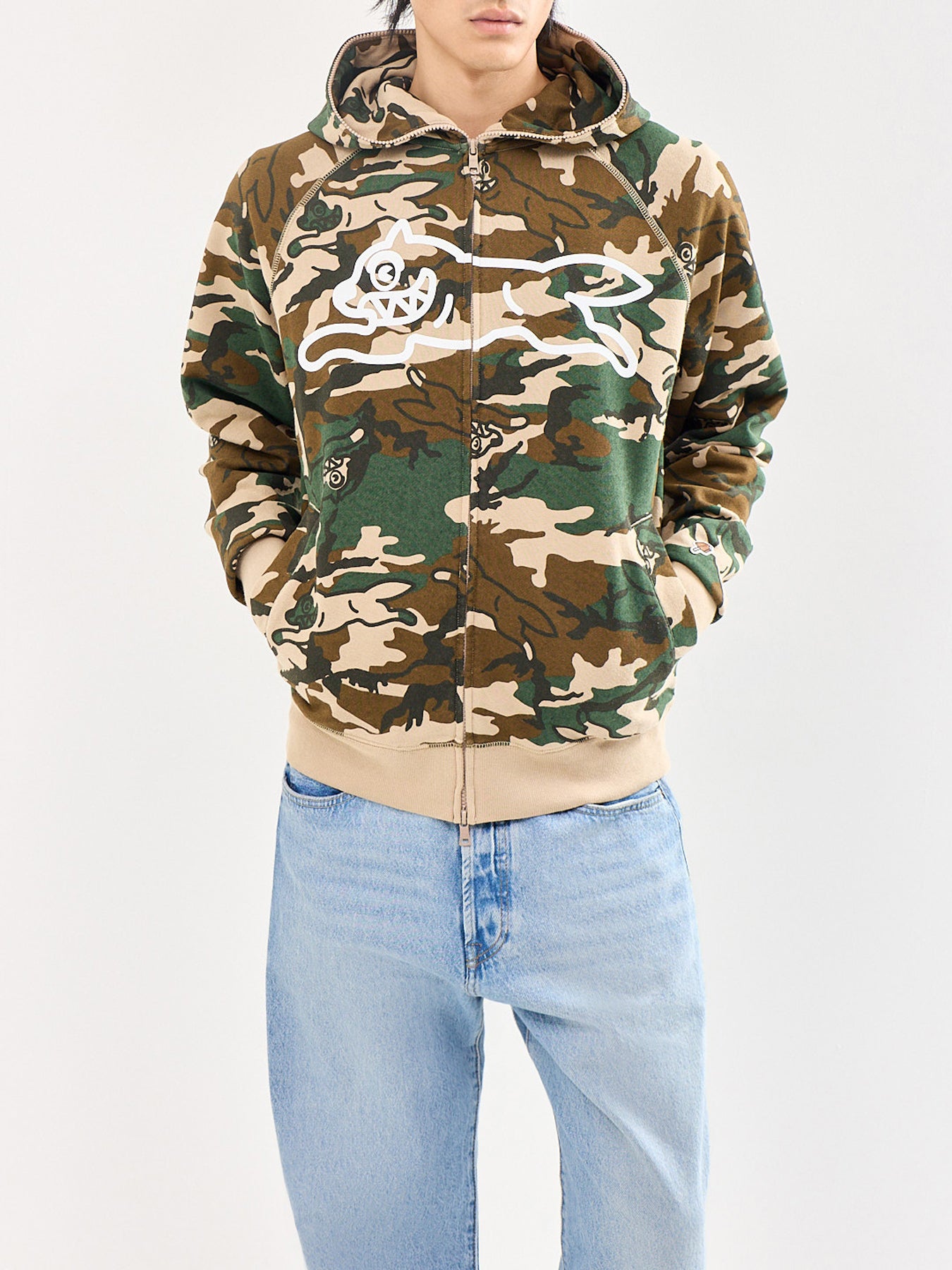 Running Dog Woodland Camo Zip Through Hoodie Multi