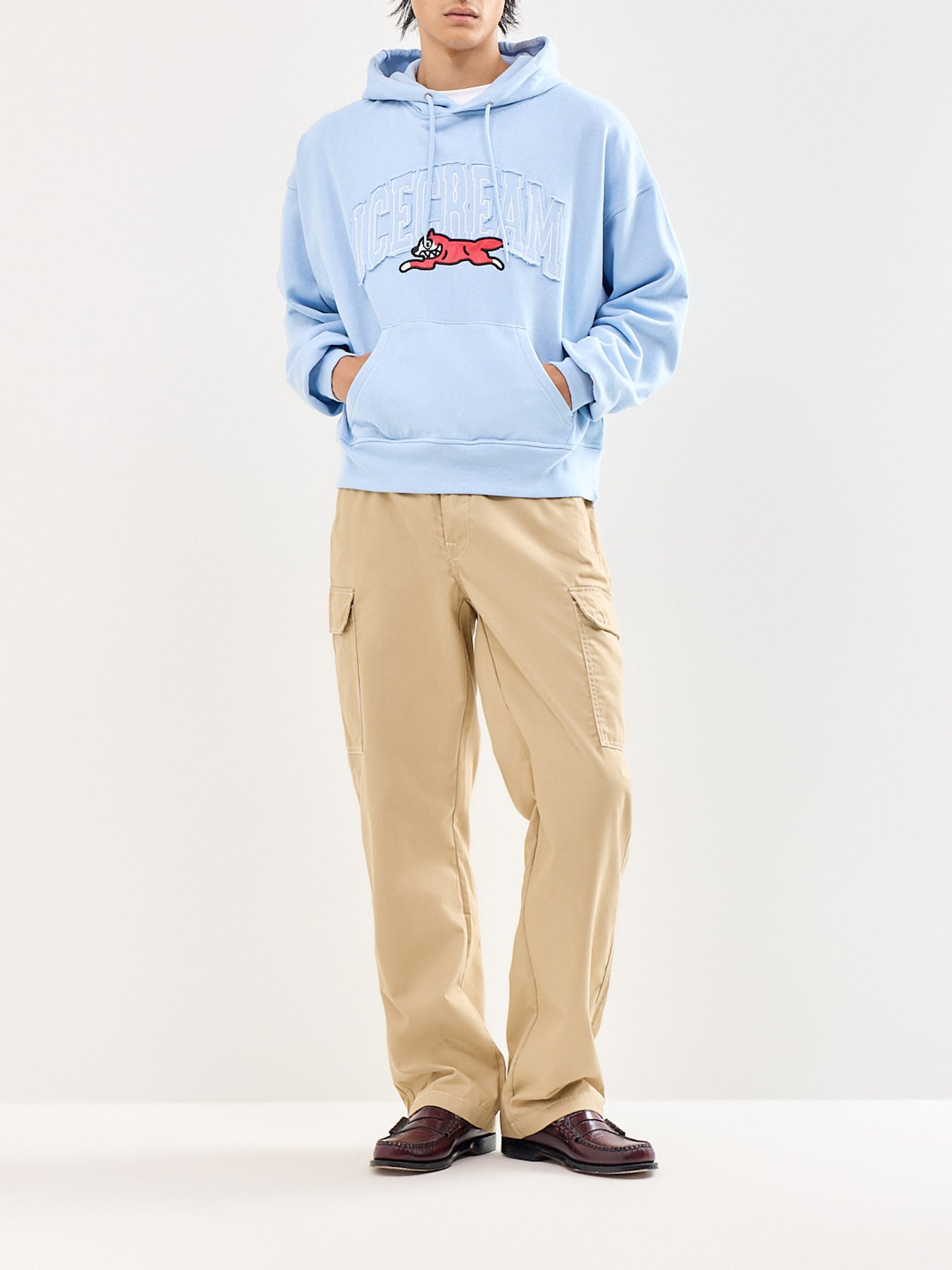College Applique Running Dog Popover Hoodie Blue