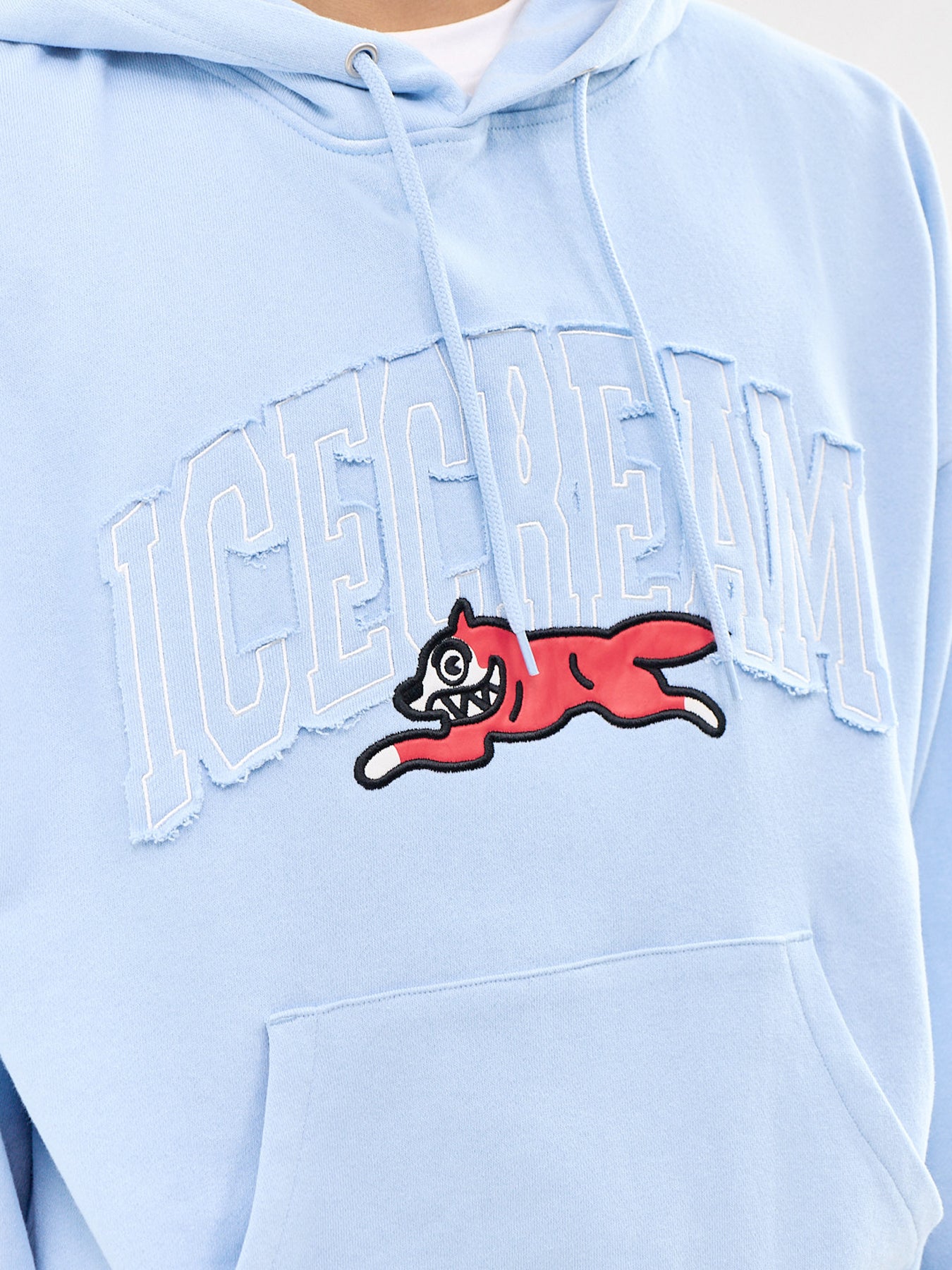 College Applique Running Dog Popover Hoodie Blue