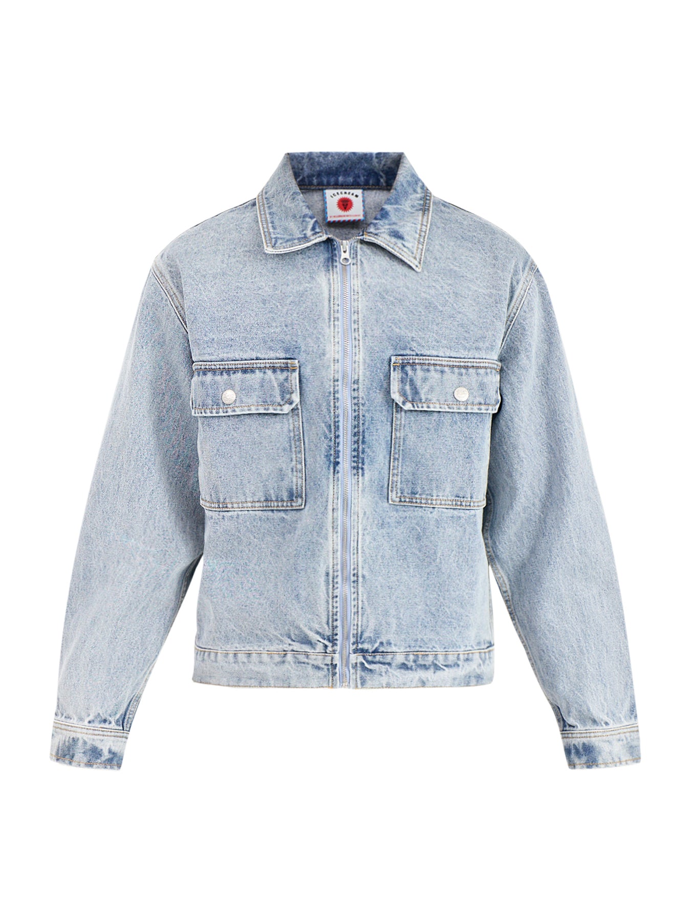Applique Running Dog Denim Jacket Blue