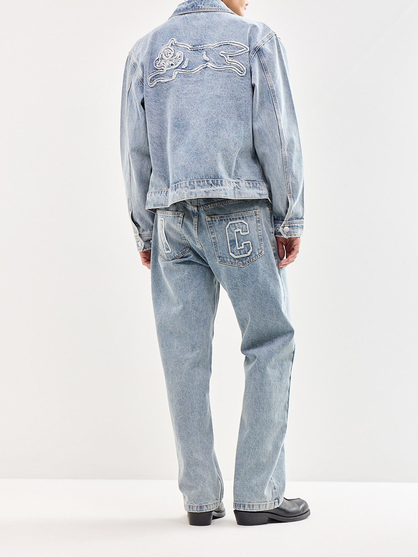Applique Running Dog Denim Jacket Blue