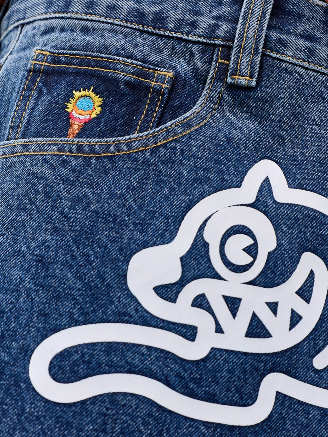 Running Dog Triple Scoop Denim Jeans Blue